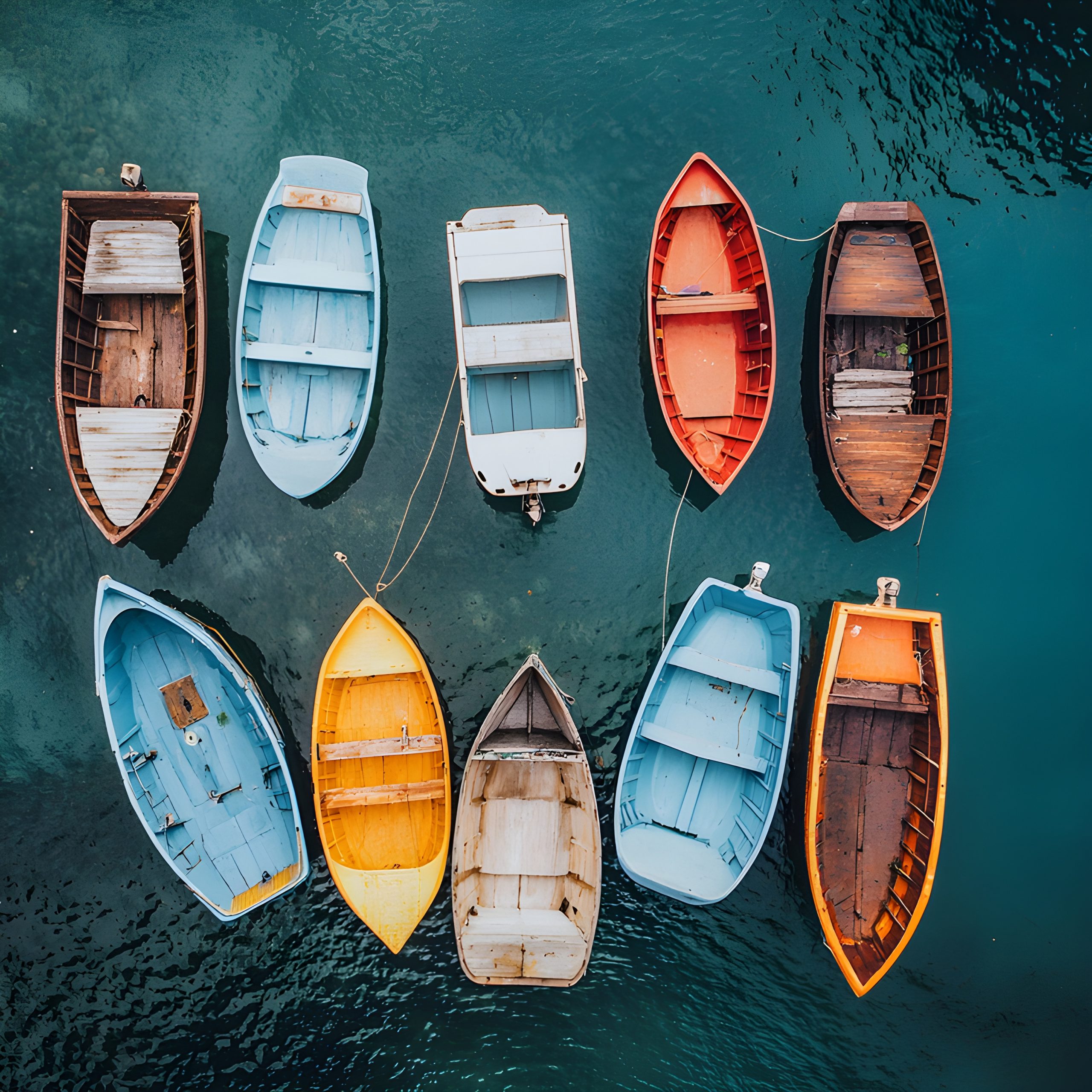 Fleet of Colorful Boats
