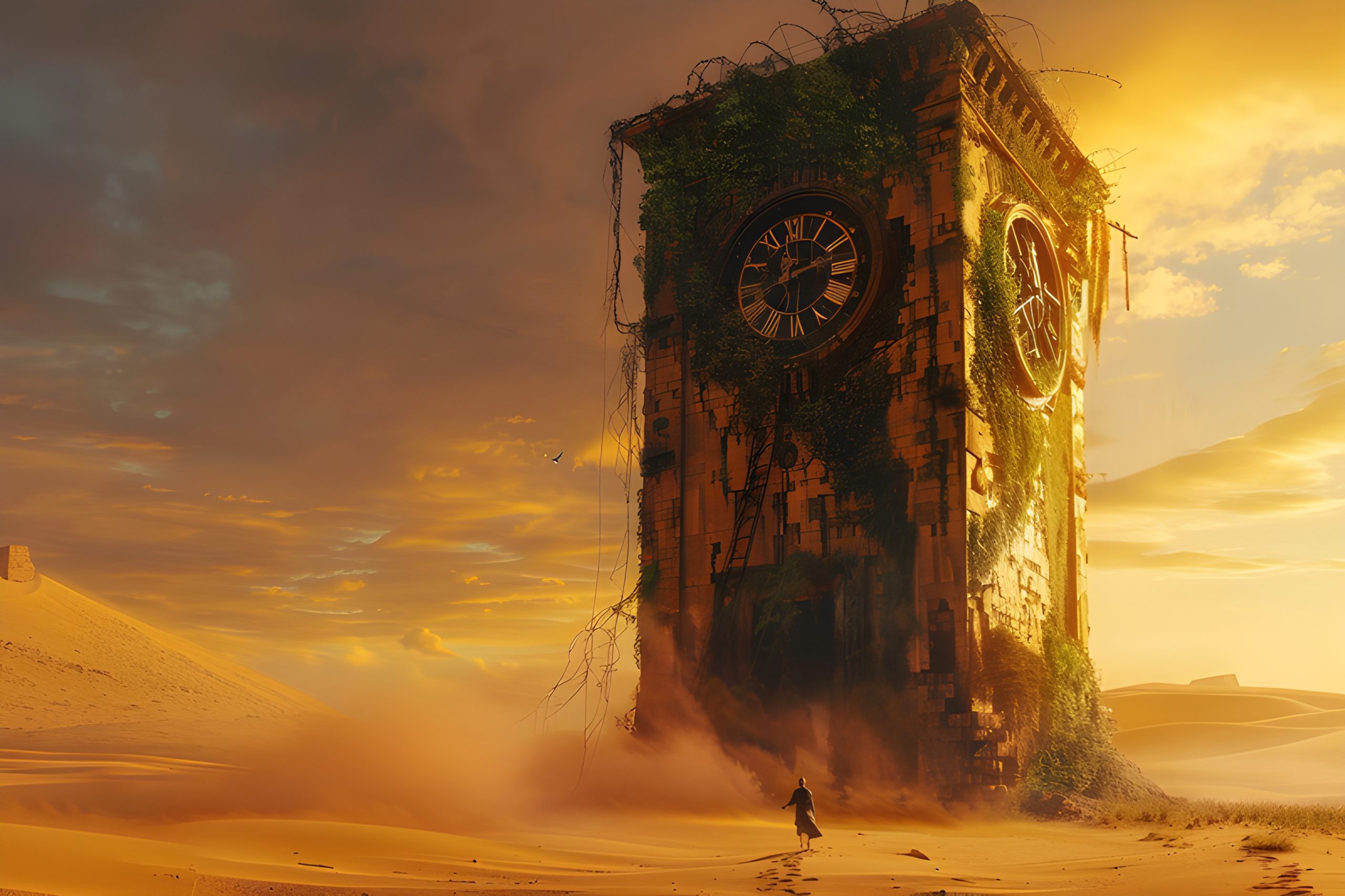 Desert Clocktower Sunset