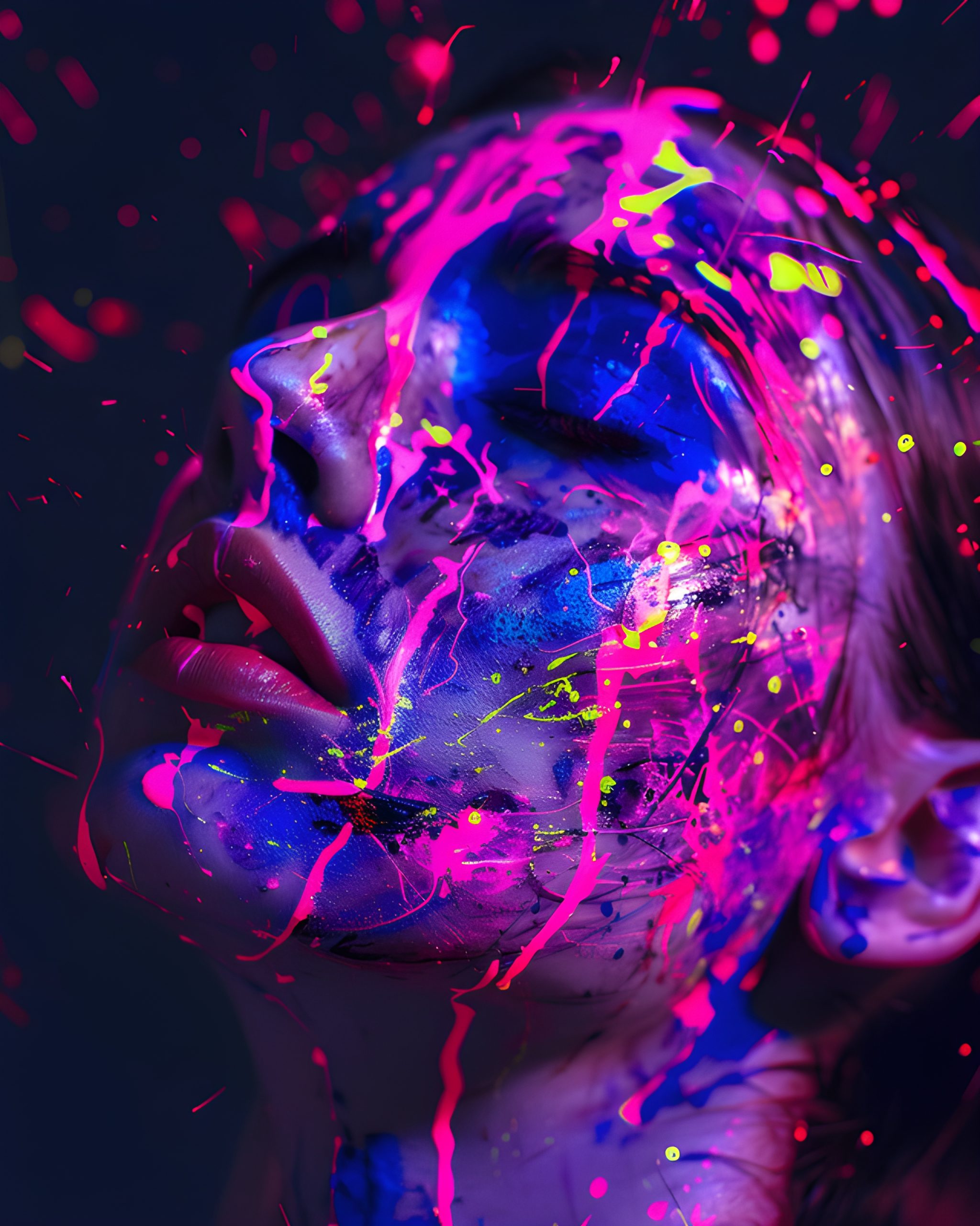 Neon Paint Splatter Portrait