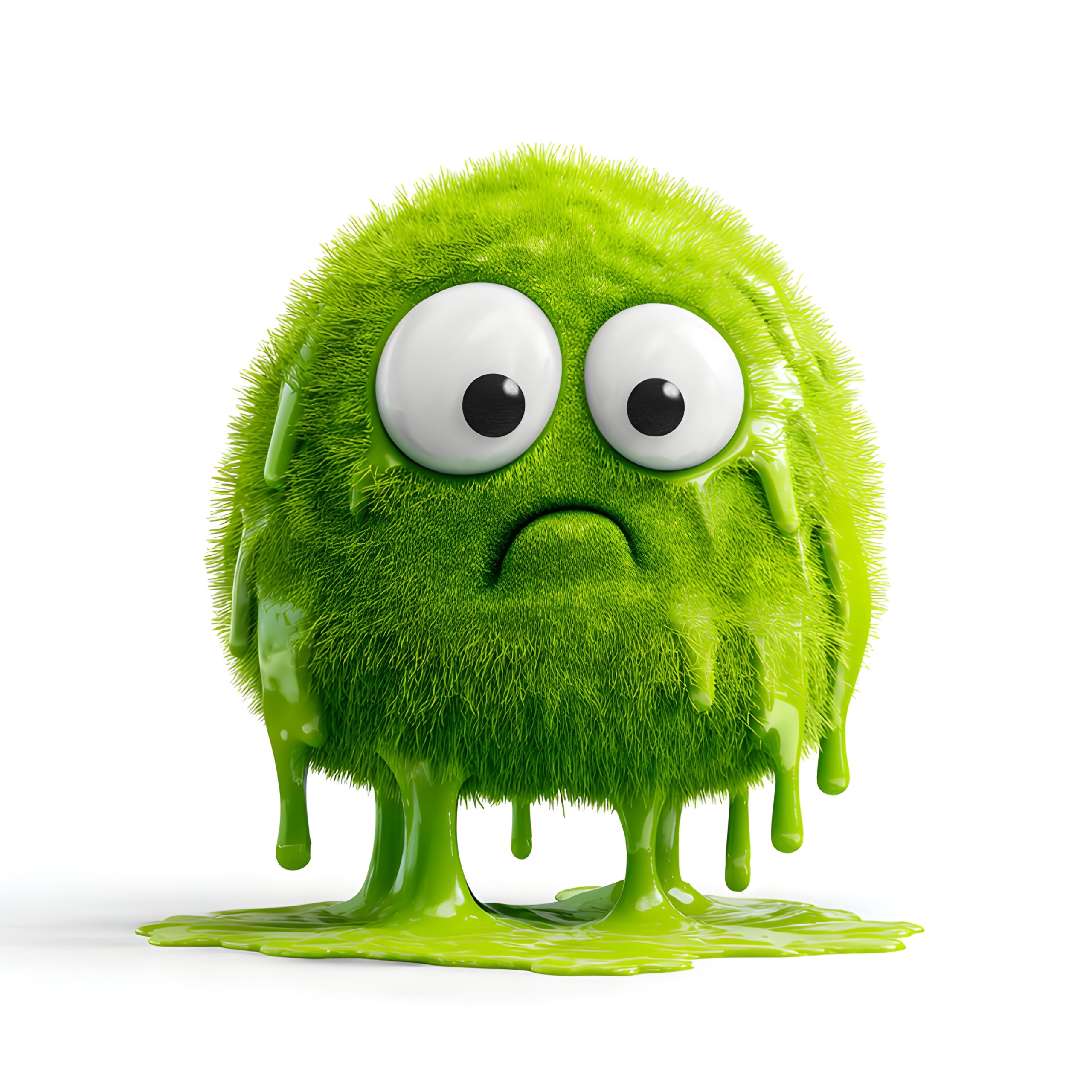 Sad Green Fuzzy Monster Melting
