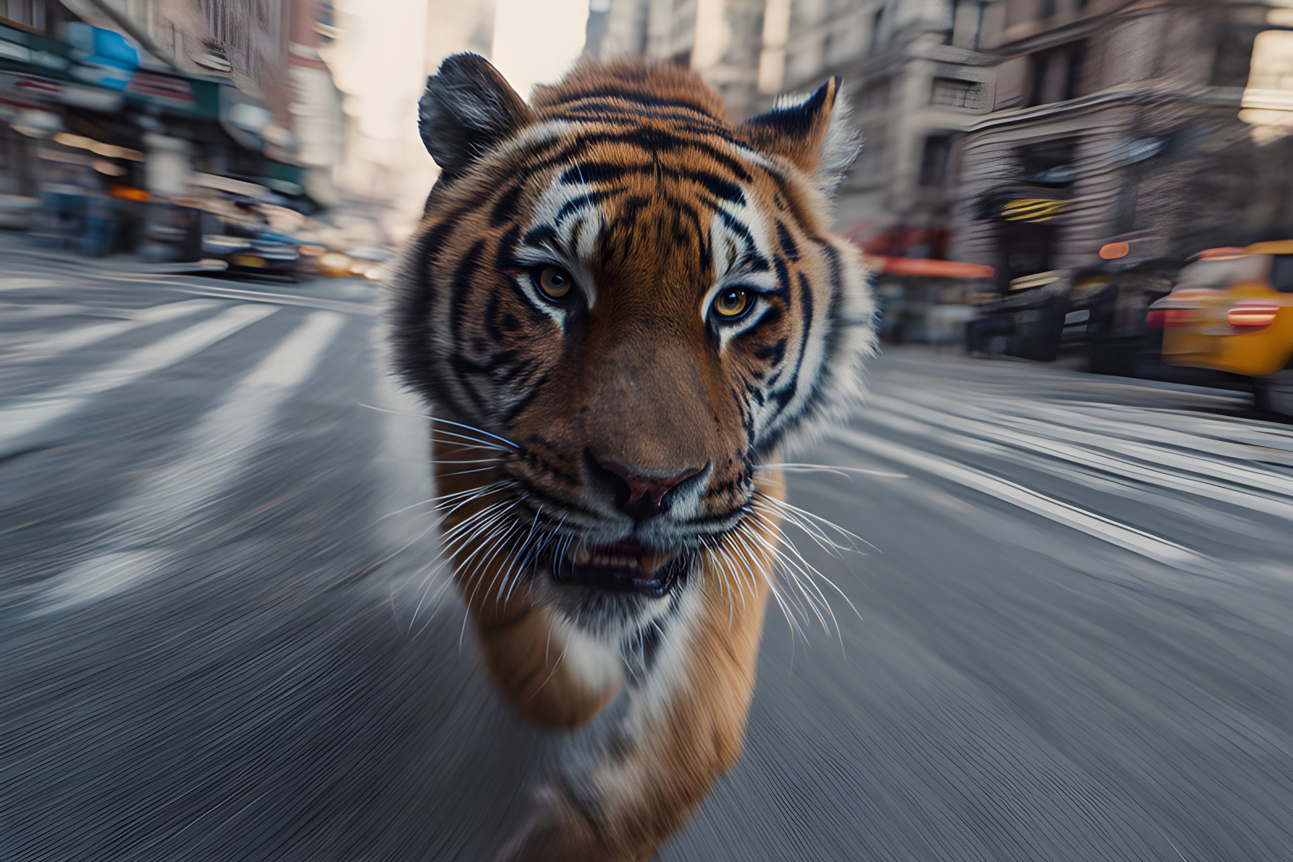 Tiger on the City Street