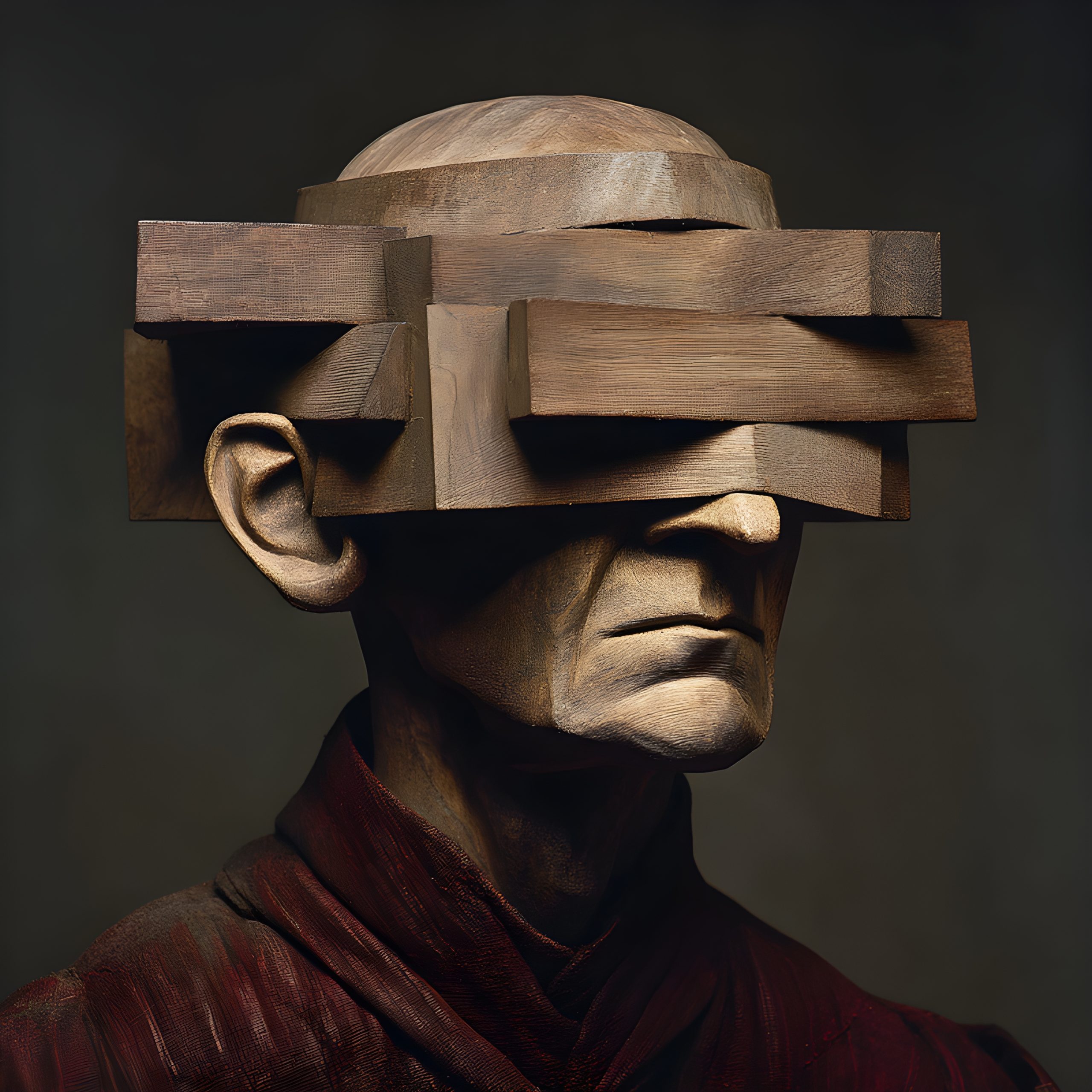 Wooden Blindfold Sculpture