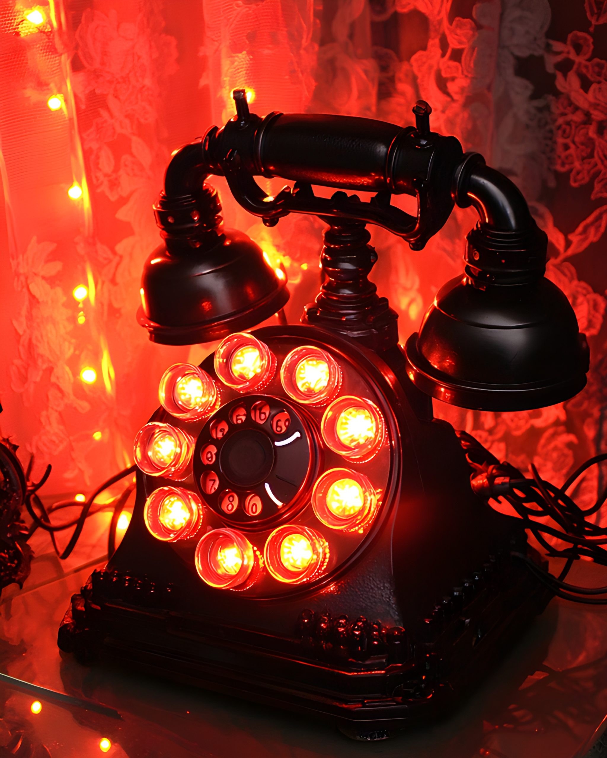 Vintage Red Rotary Phone Lamp