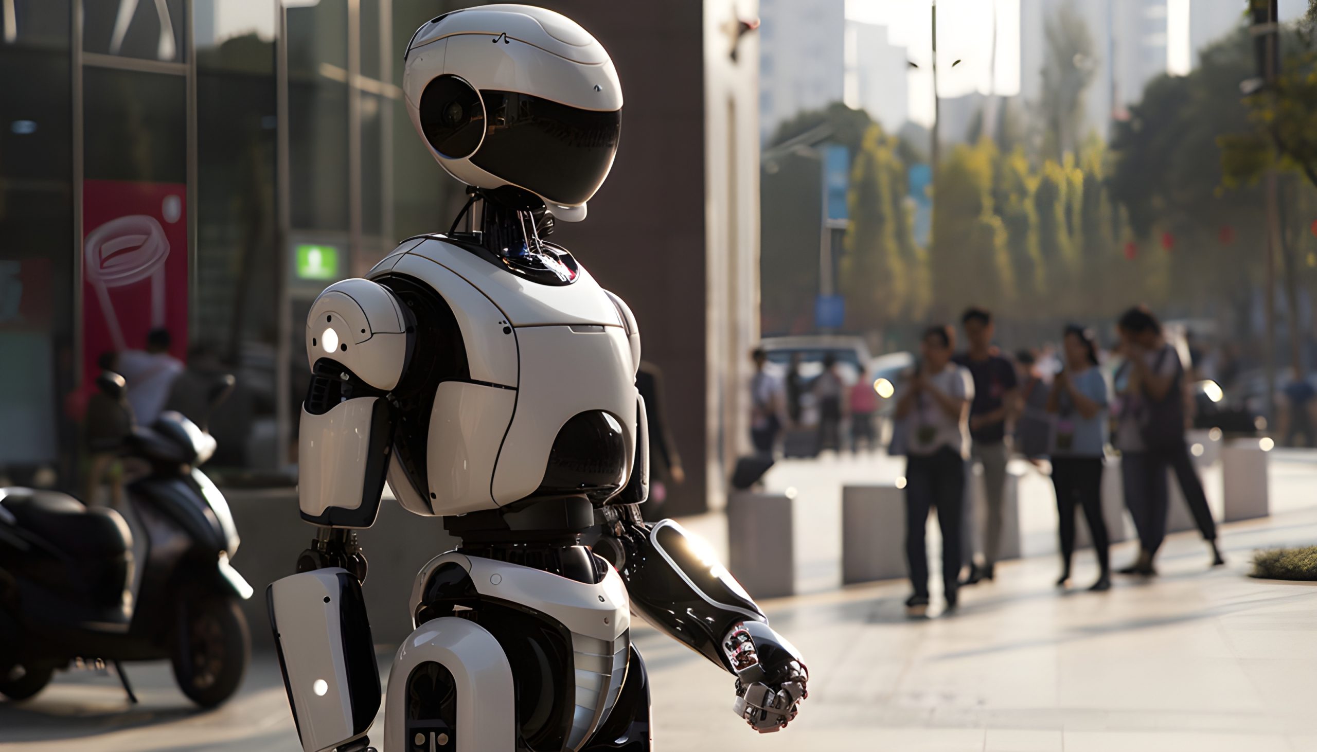 Humanoid Robot in City Street