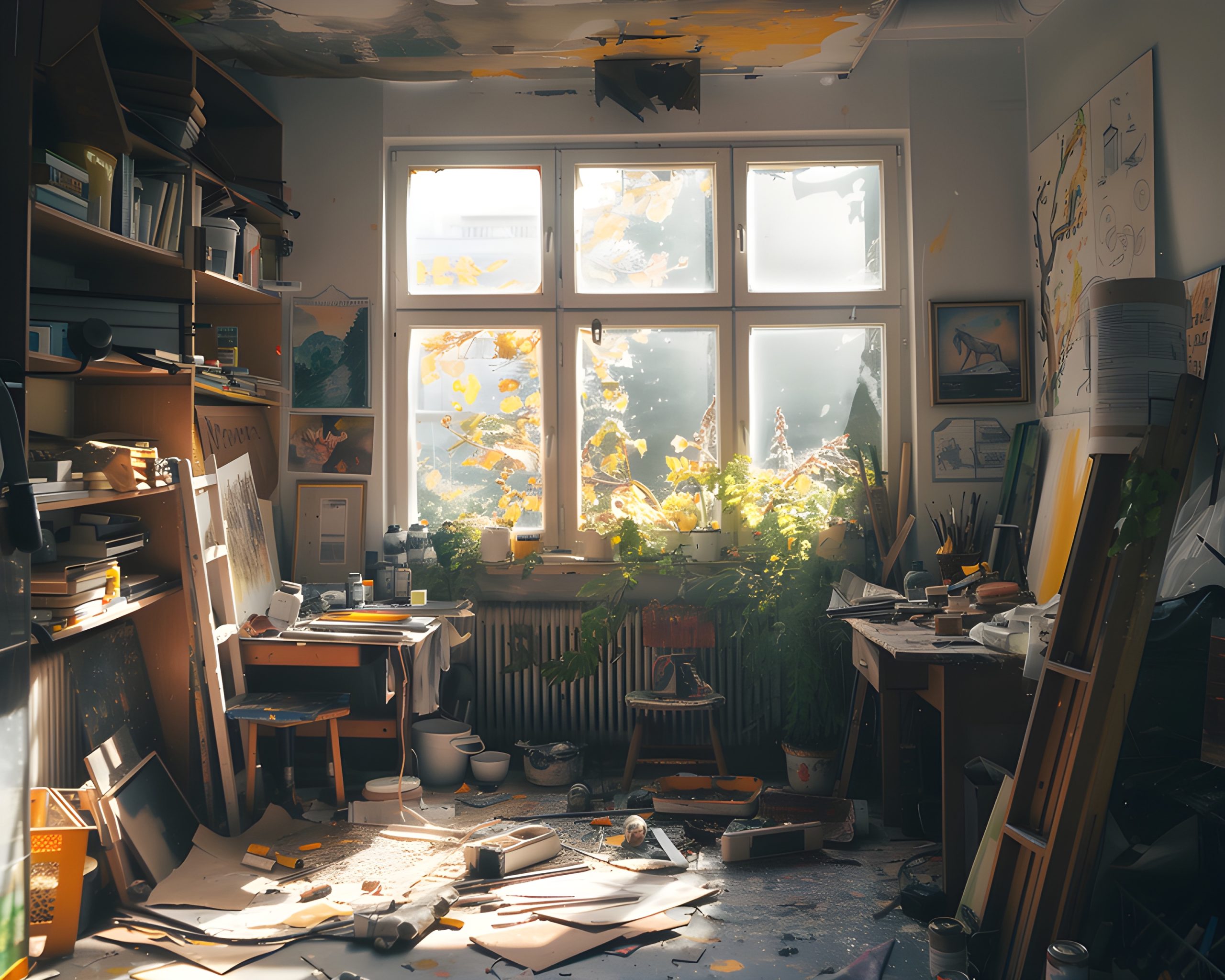 Sunlit Artist’s Messy Studio