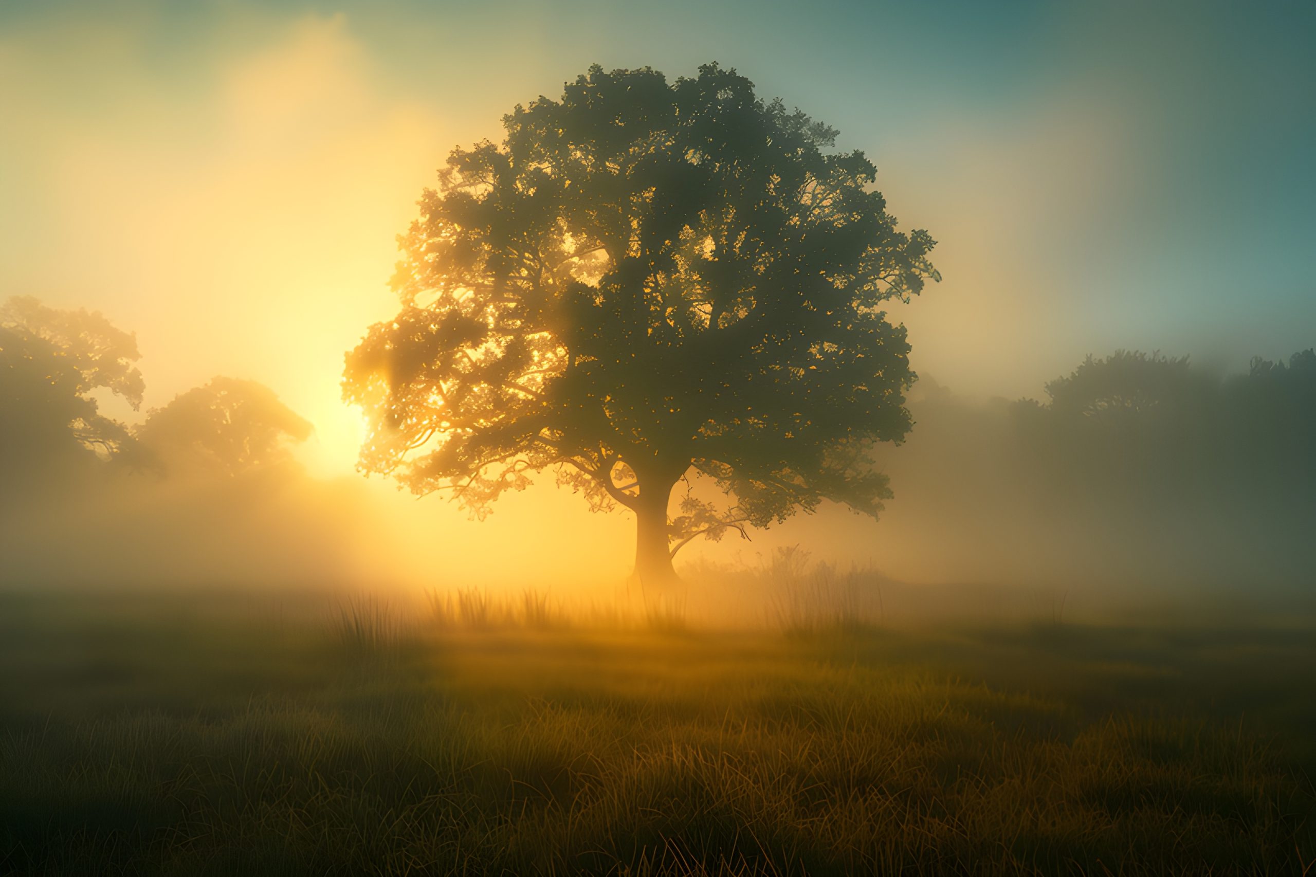 Golden Sunrise Oak Tree Mist