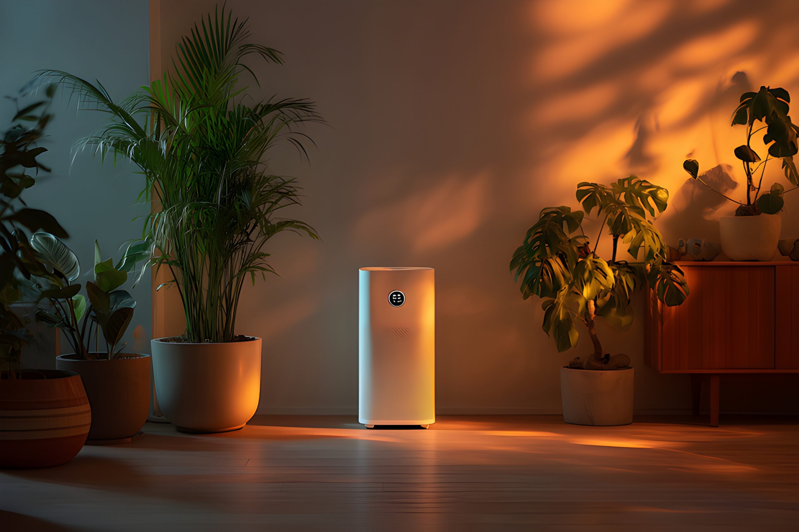 Air Purifier in Warm Room Light