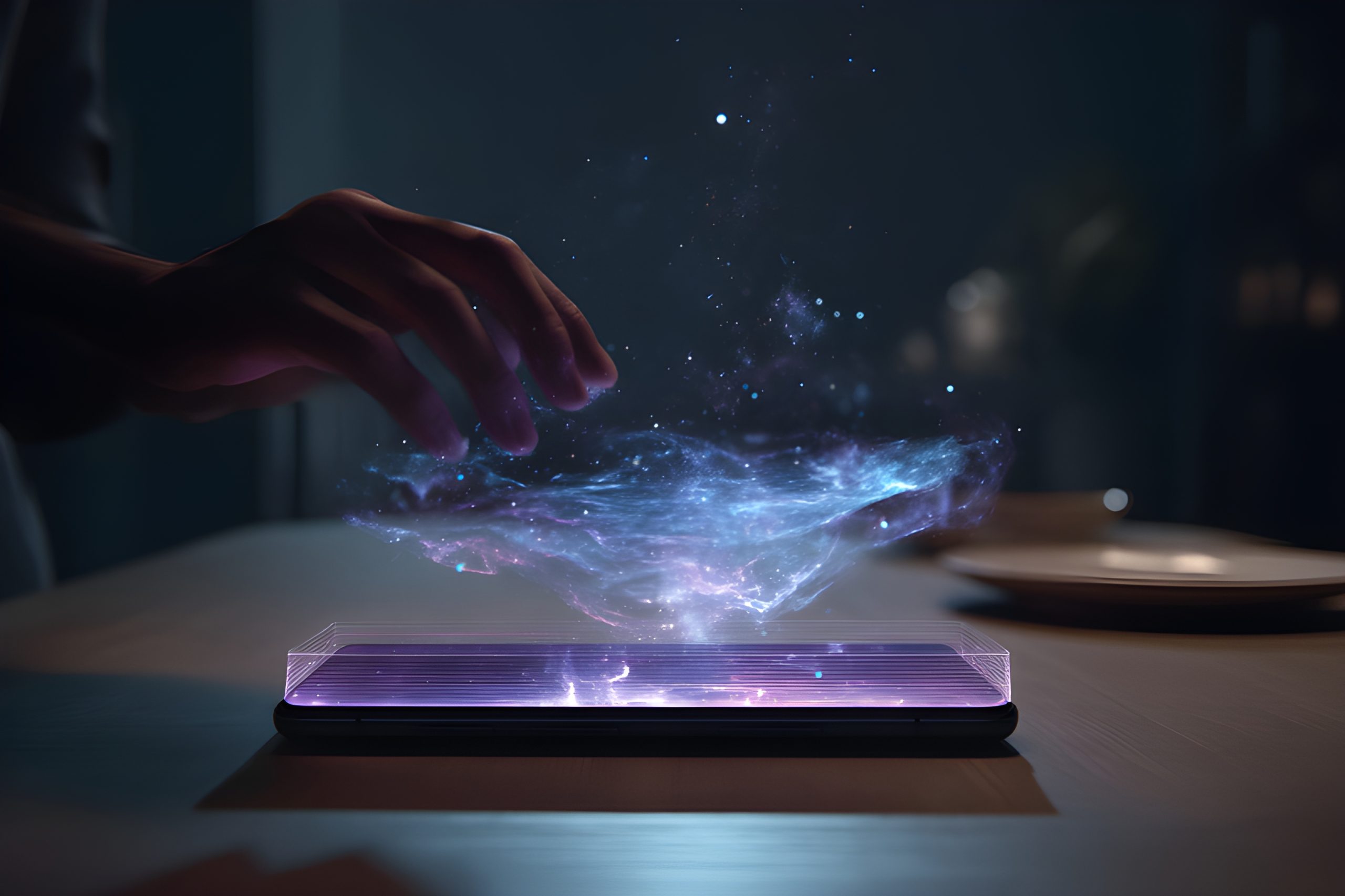 Hand Interacting with Holographic Phone