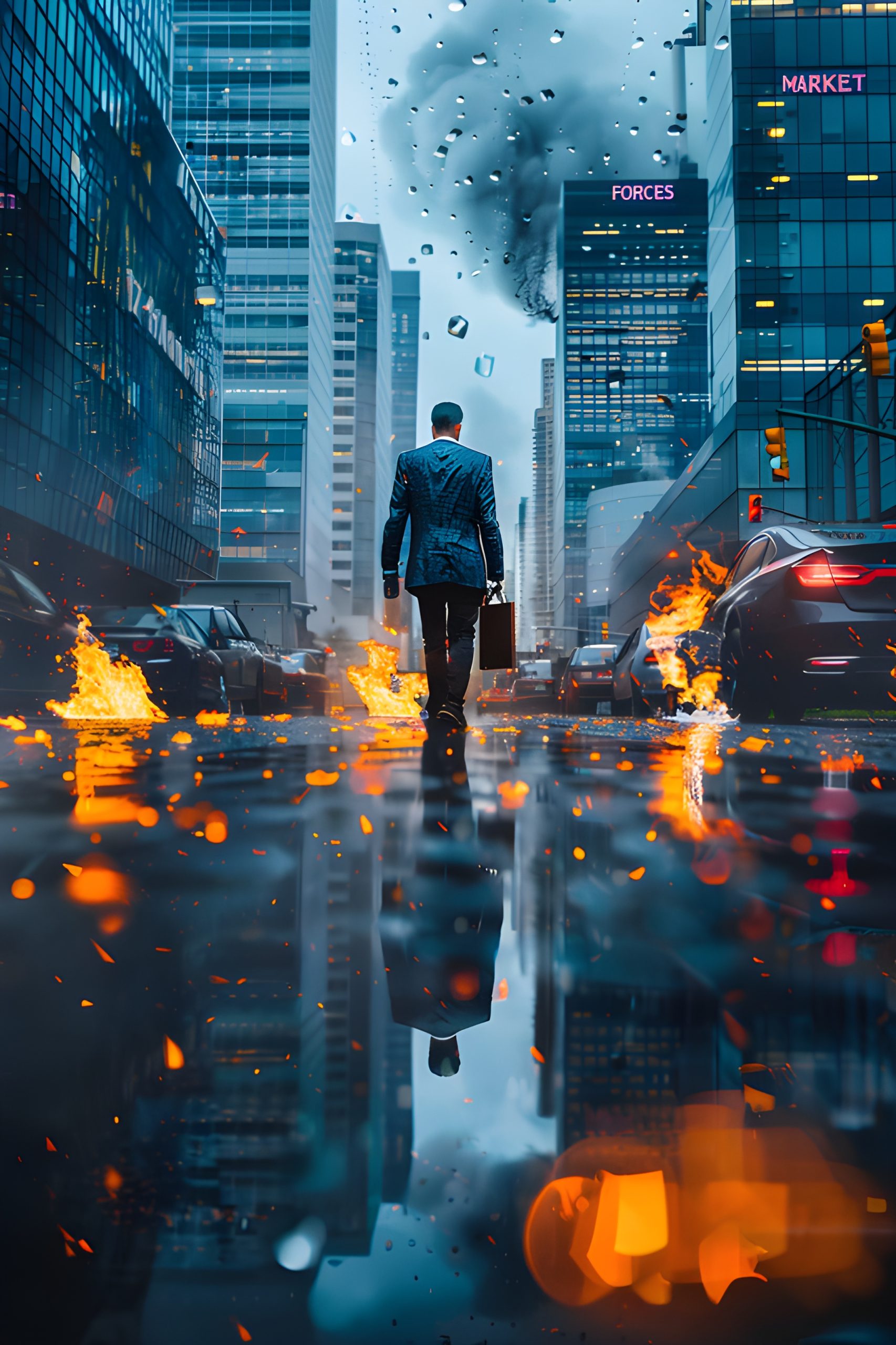 City Inferno Businessman Walks On