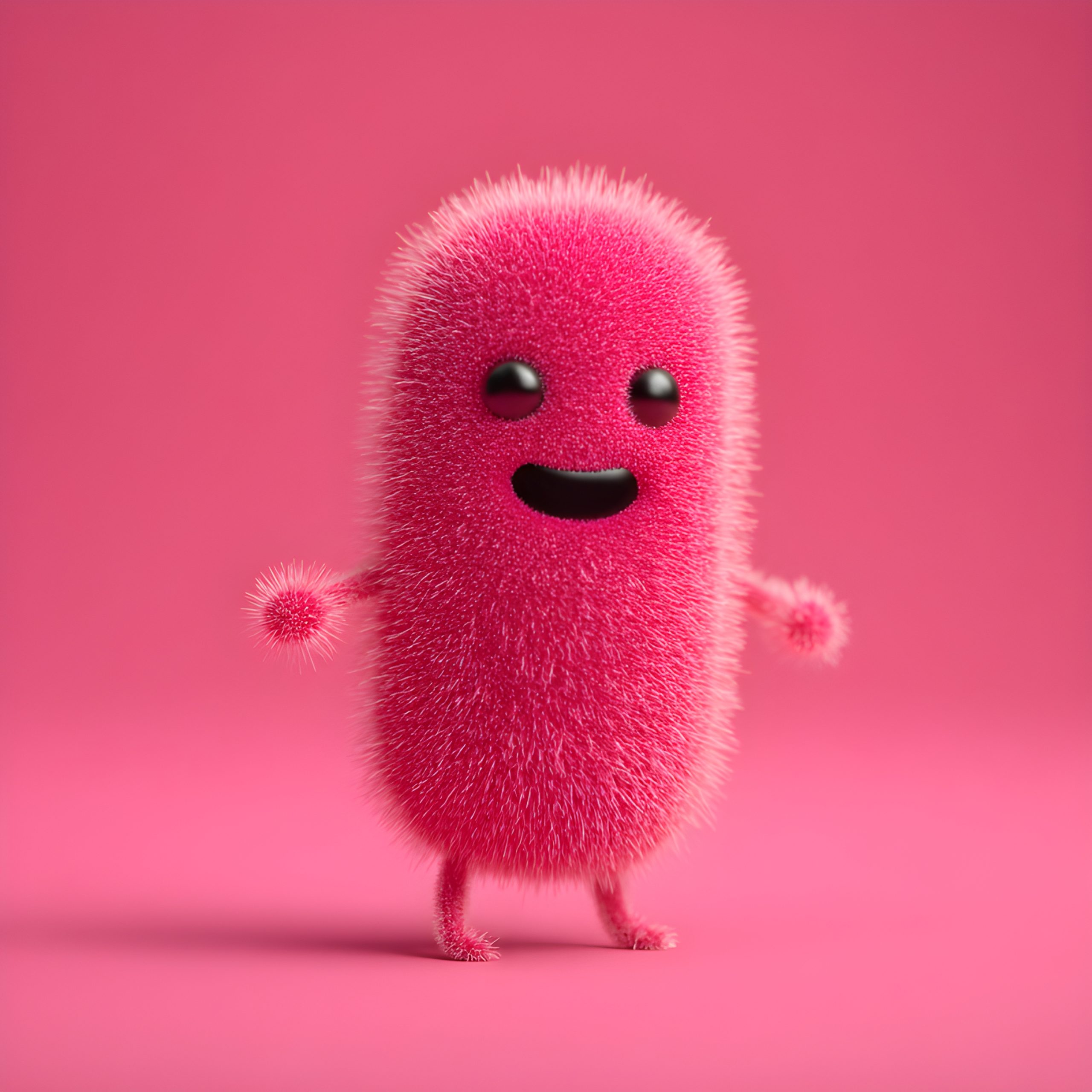 Pink Fuzzy Happy Monster