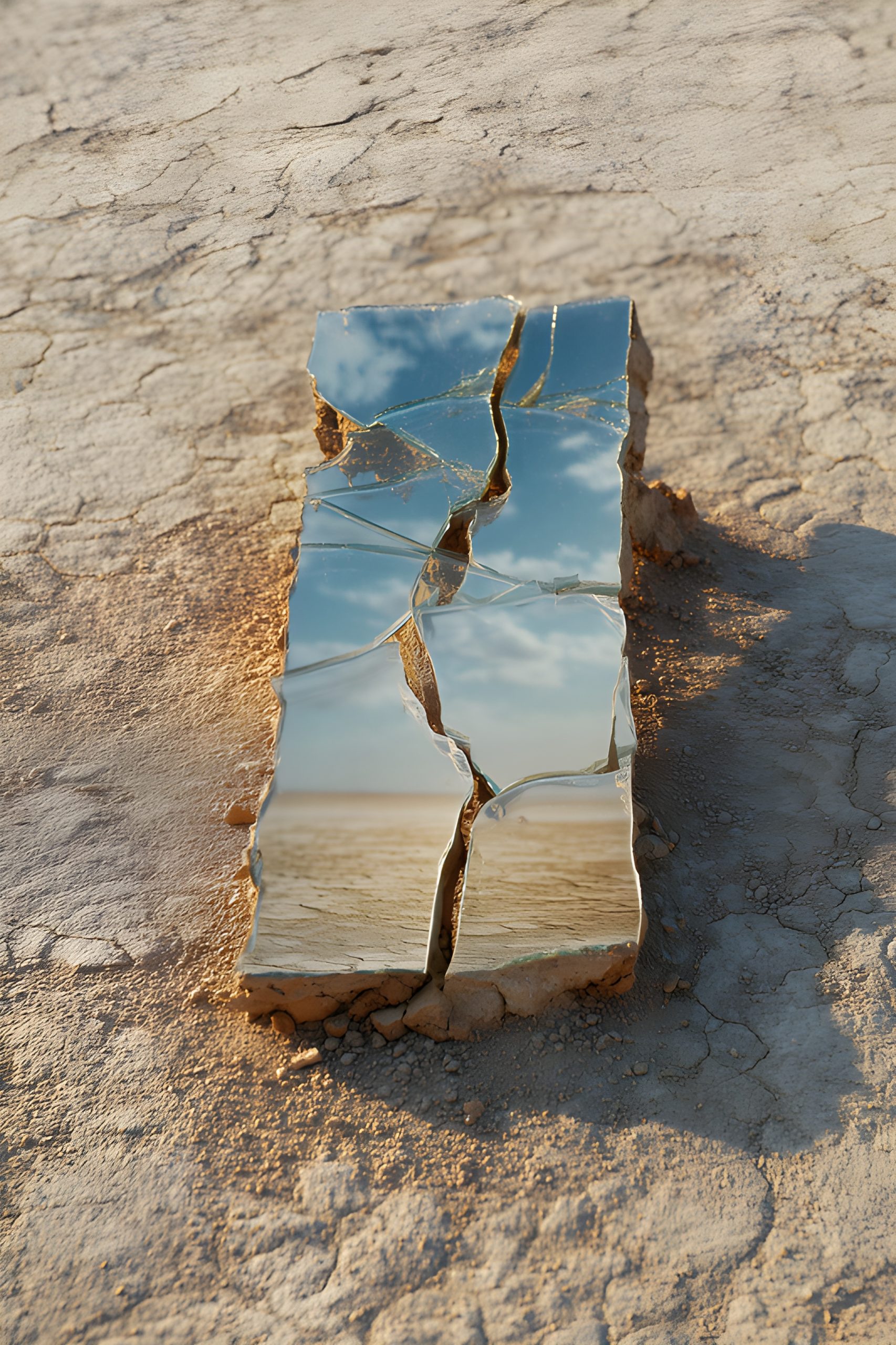 Shattered Mirror Reflecting Sky
