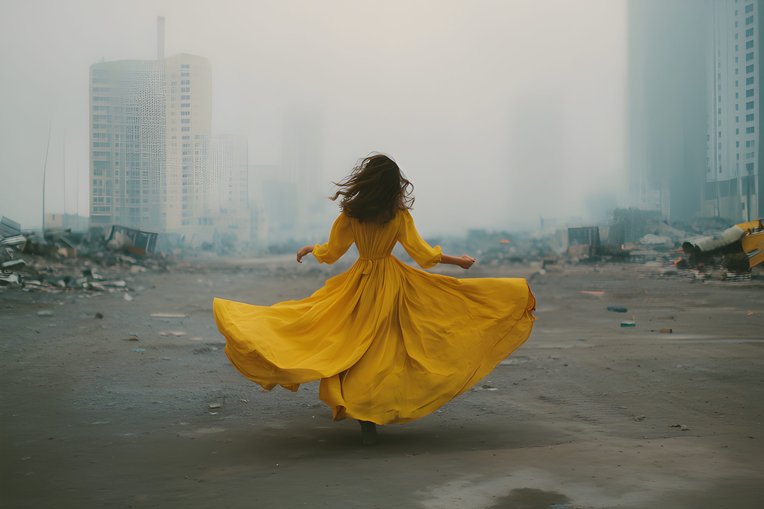 Yellow Dress in a Post-Apocalyptic City