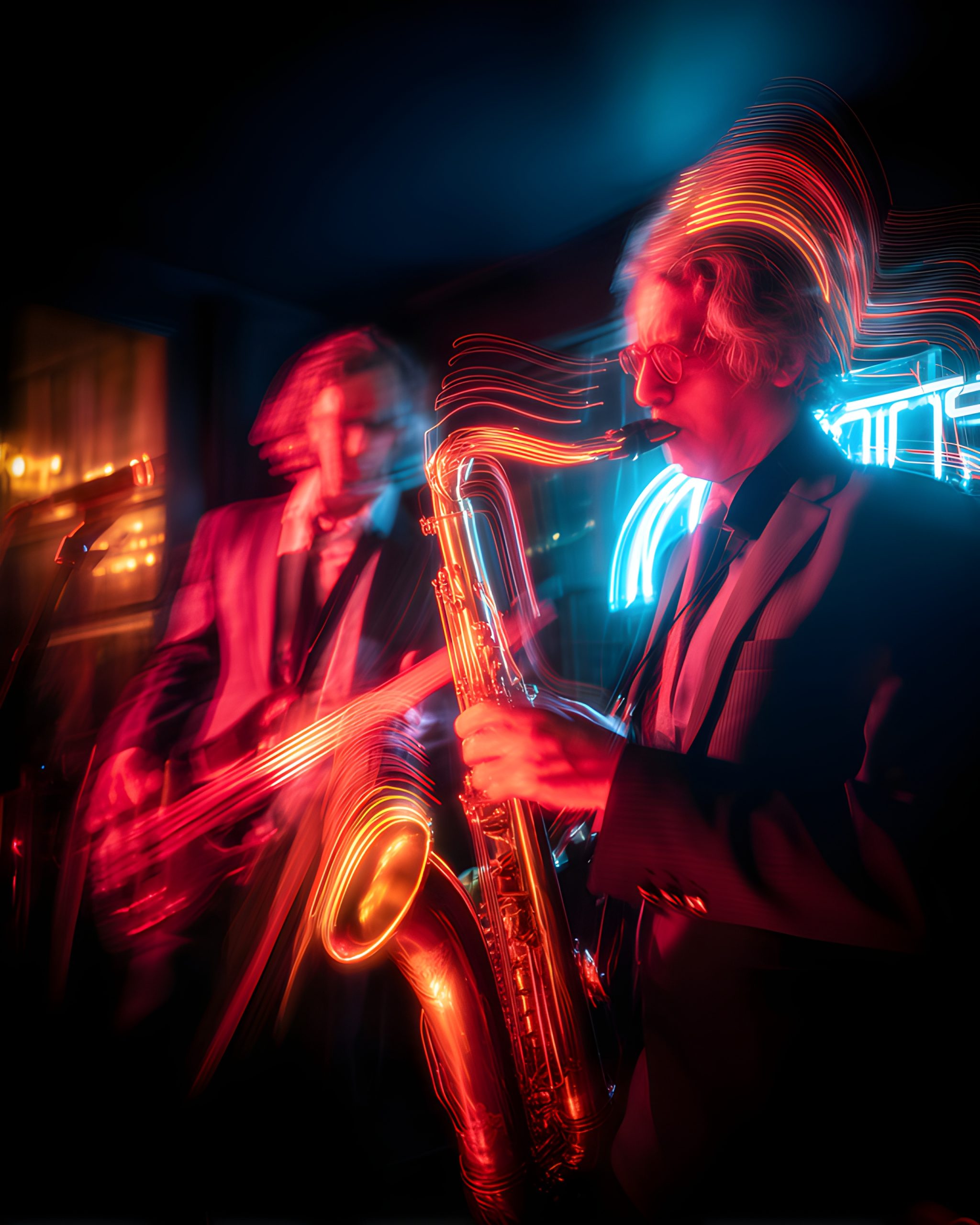 Neon Jazz Saxophone Night Live Music