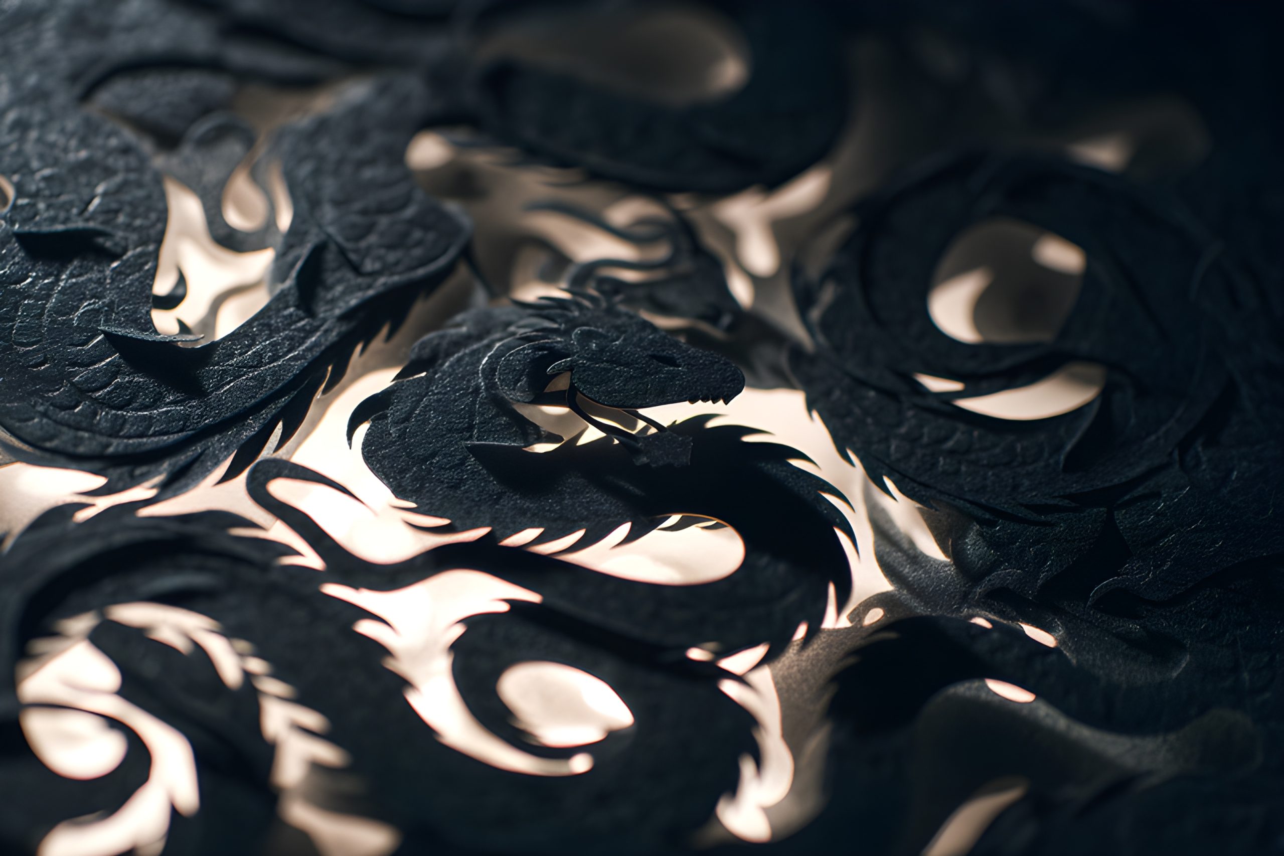 Shadow Dragons Paper Cut Art