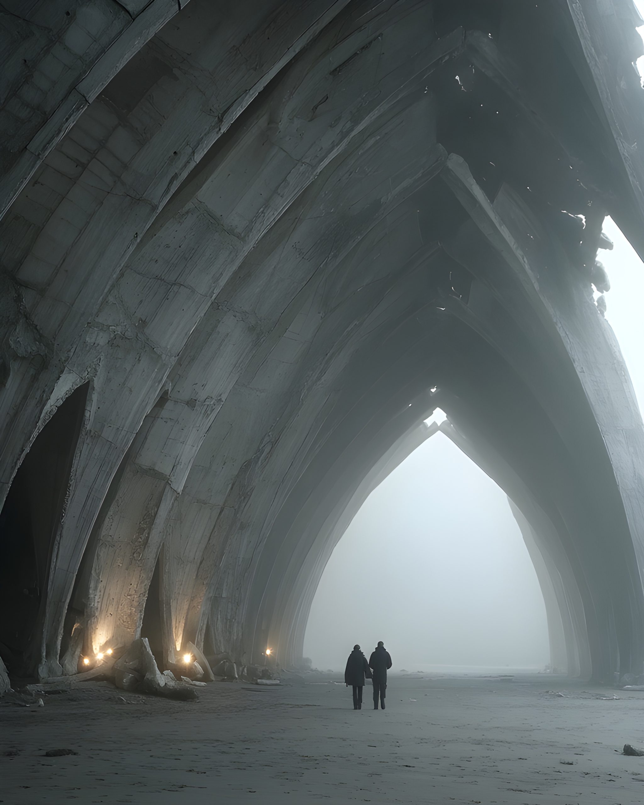 Foggy Concrete Cathedral Walk