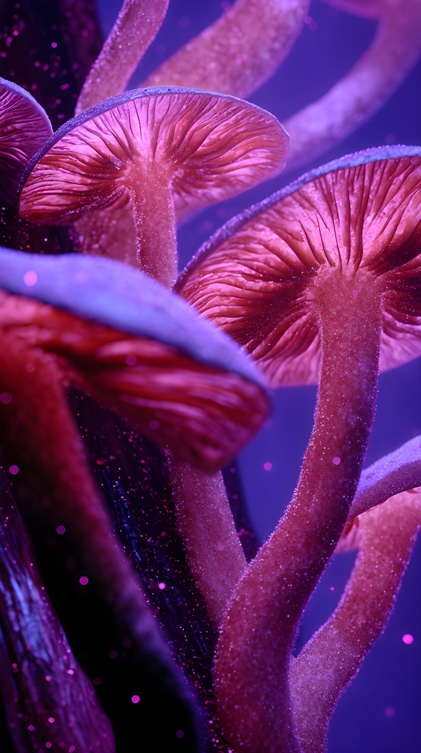 Neon Pink Mushrooms Glow