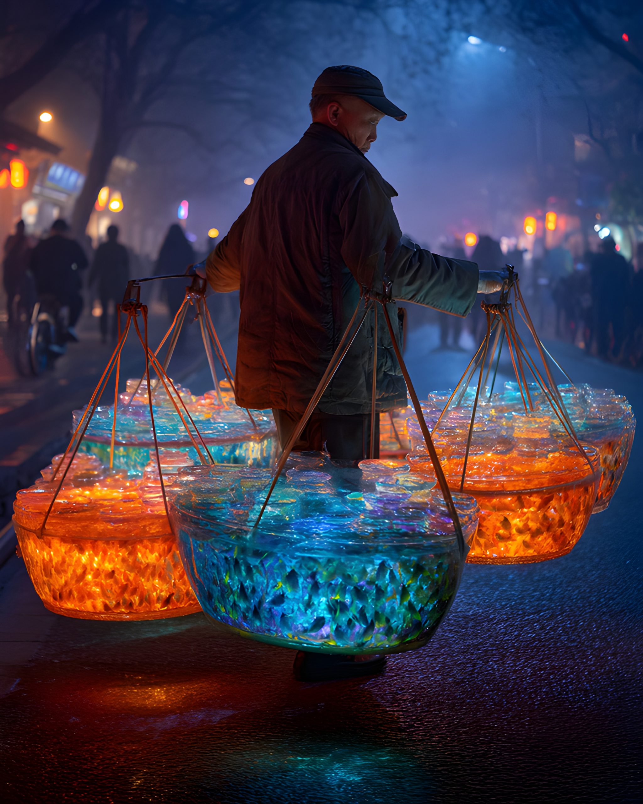 Night Market Lantern Fish Seller