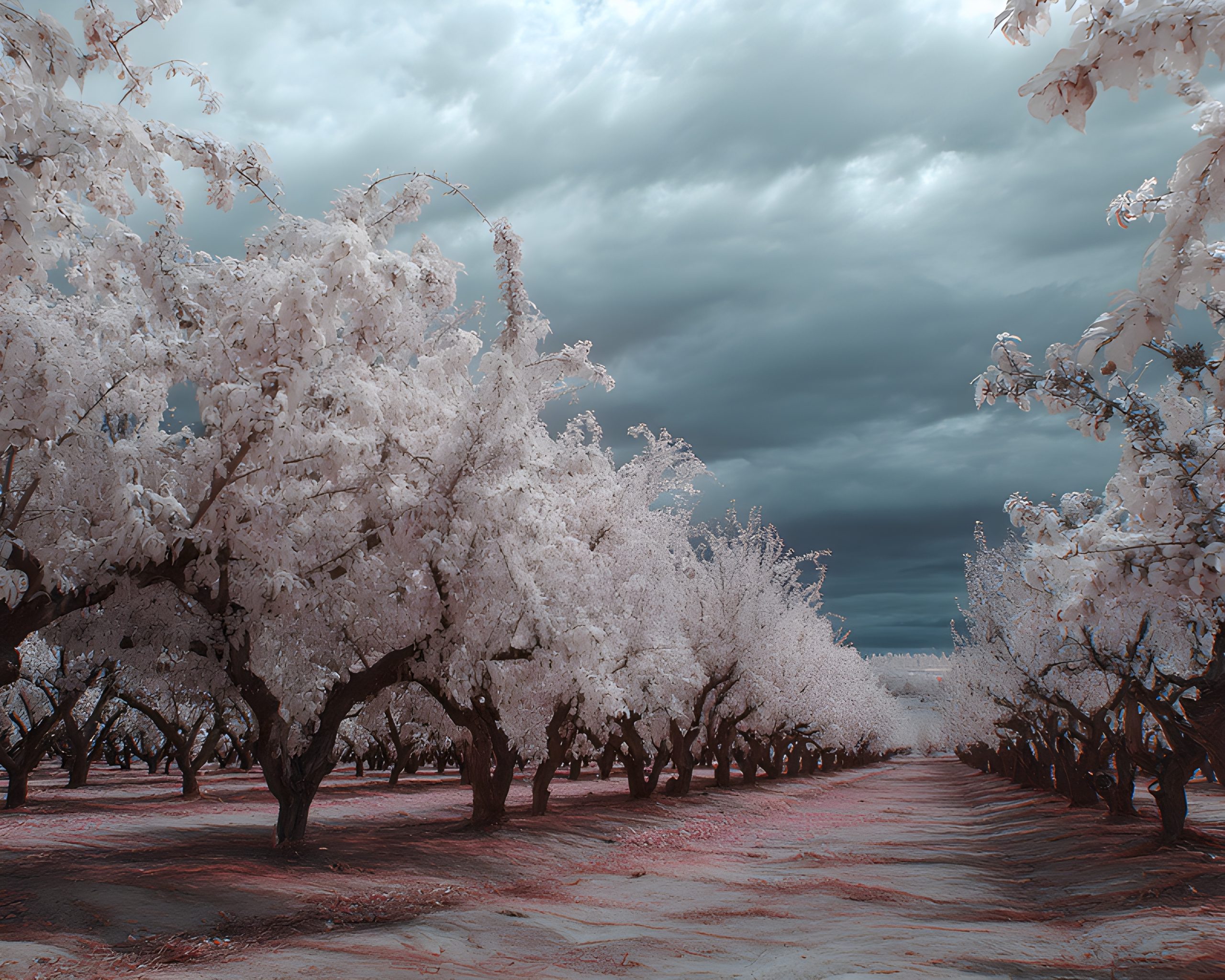 Stormy Blossom Orchard Path