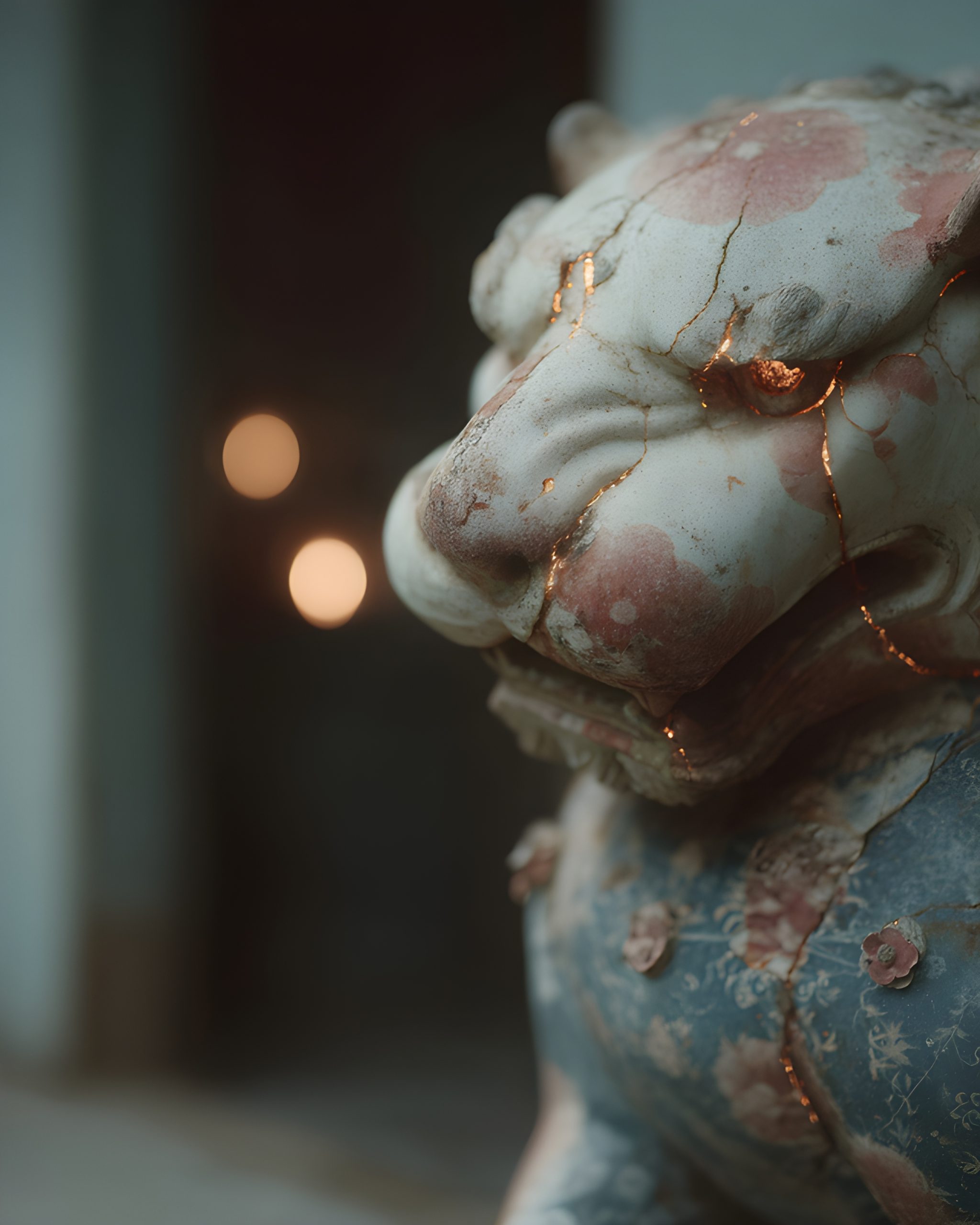 Glowing Cracks in Stone Guardian