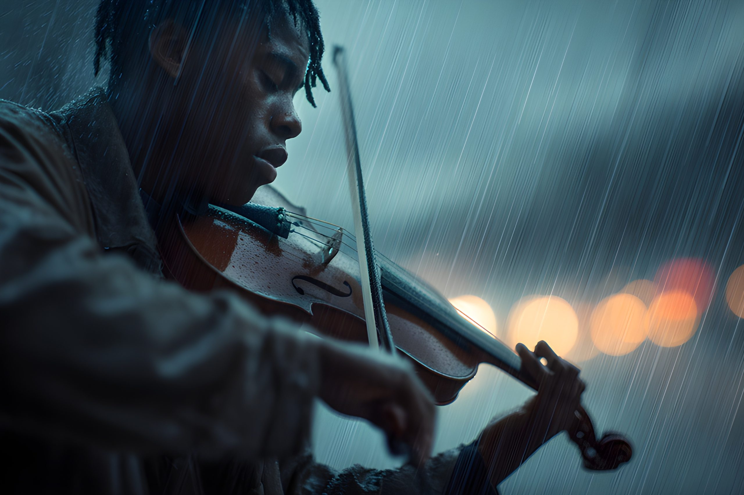 Rainy Night Violinist