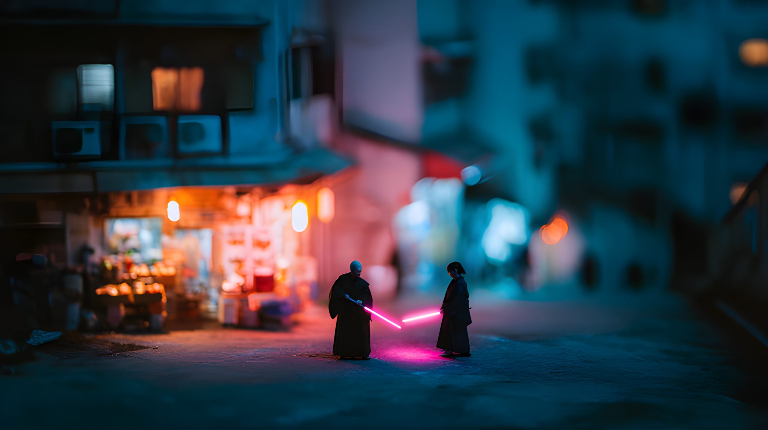Neon Lightsaber Duel