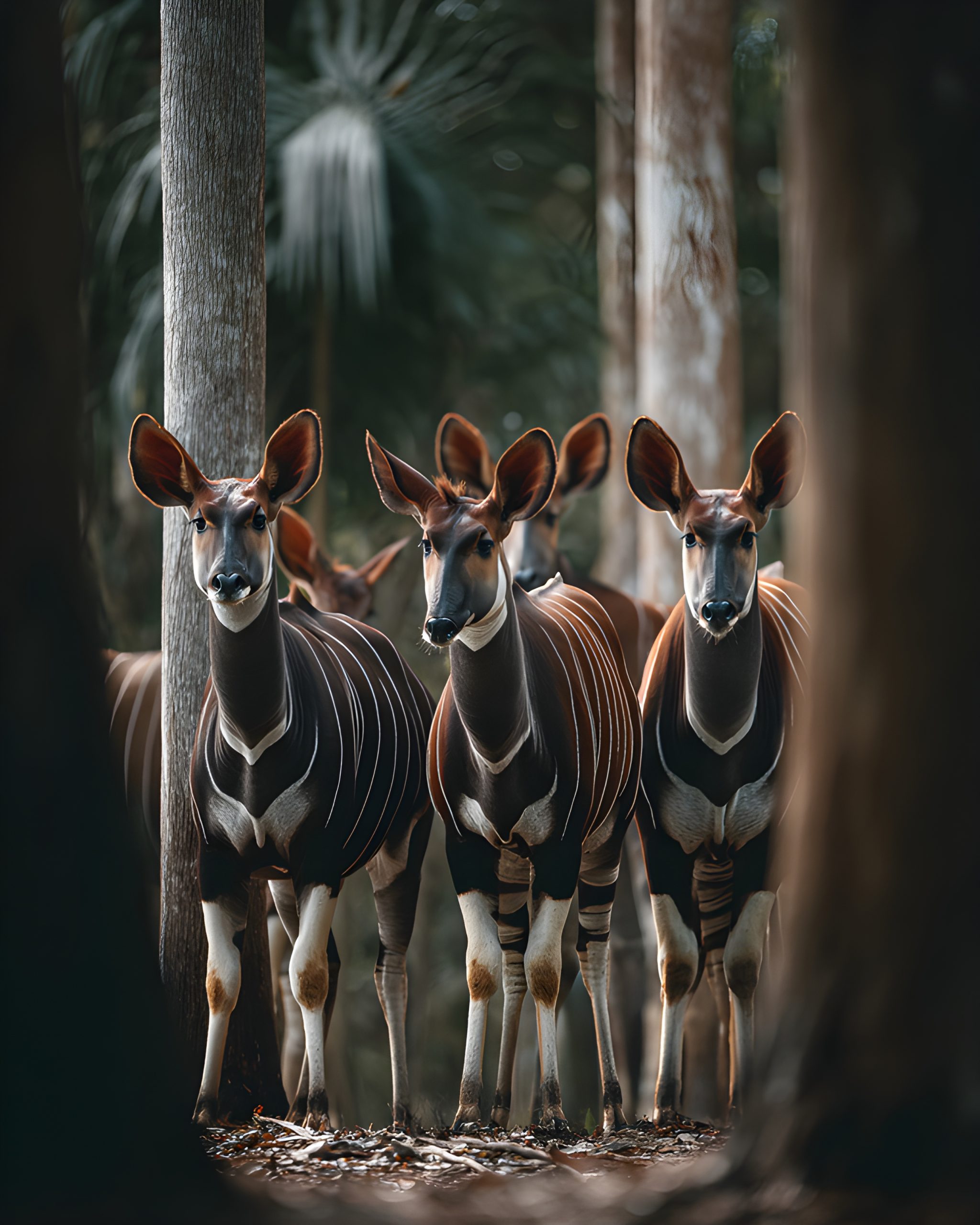 Okapi Trio in the Forest