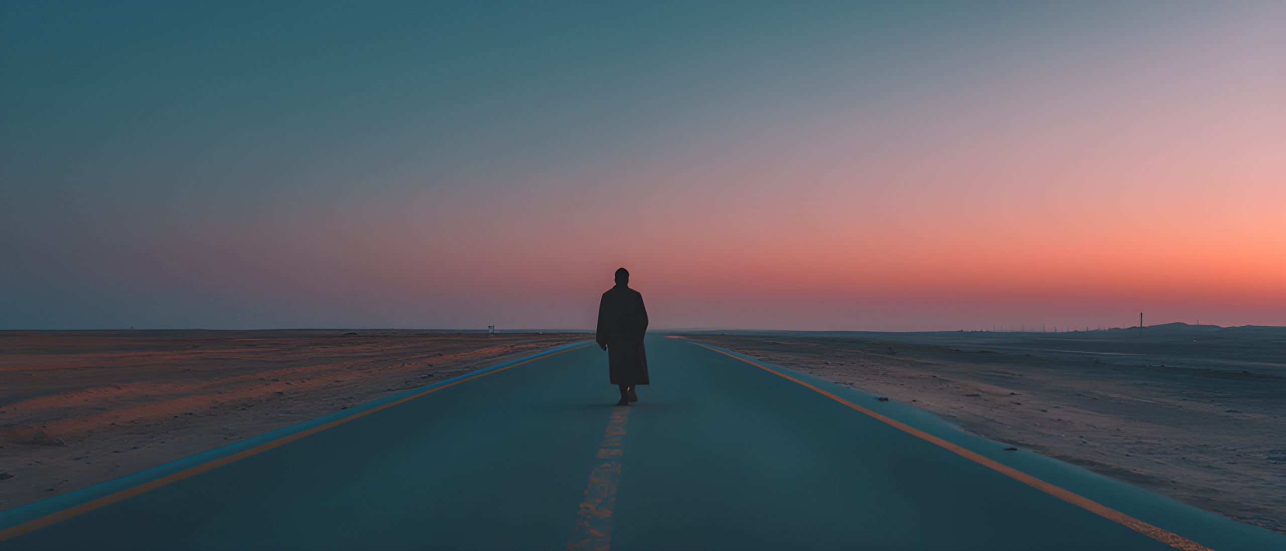 Desert Road at Dusk
Sunset Solitude
Lone Figure, Long Road
Walking into Sunset
Desert Highway Journey