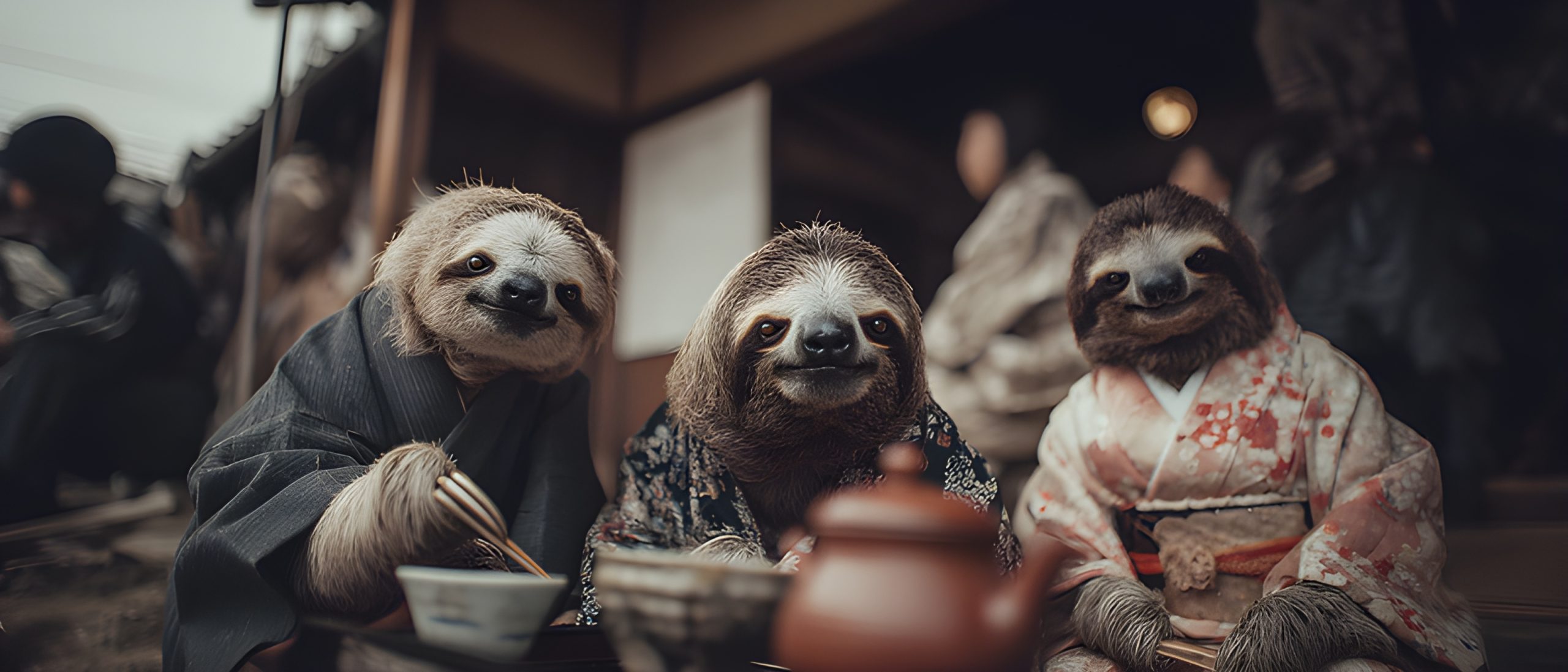 Sloths in Kimonos Tea Ceremony