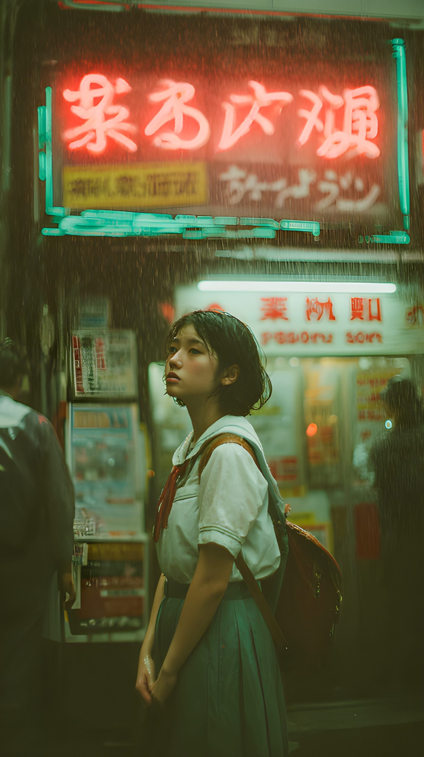 Rainy Night in Tokyo Neon Lights