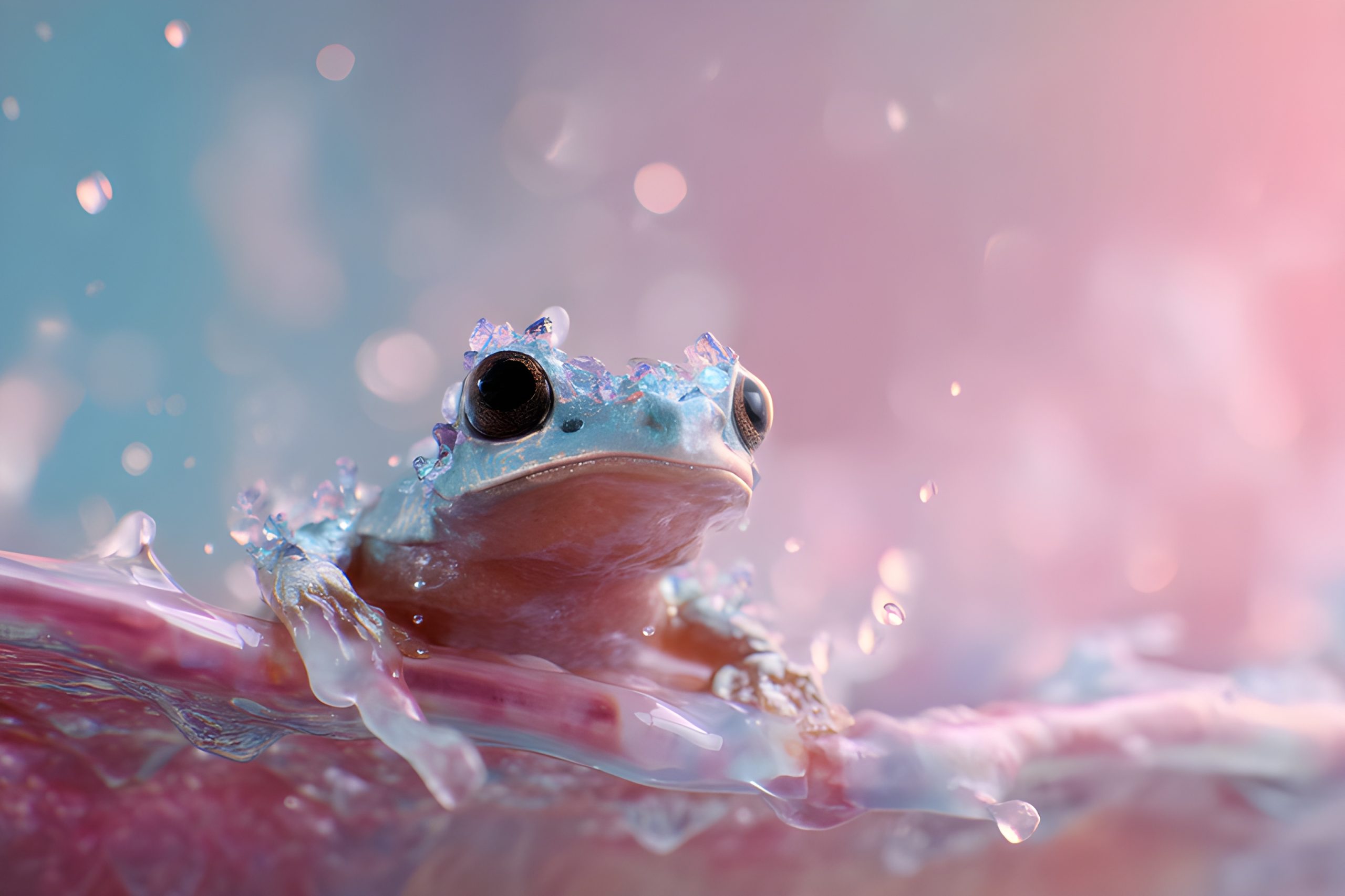Crystal Frog in Pastel Rain