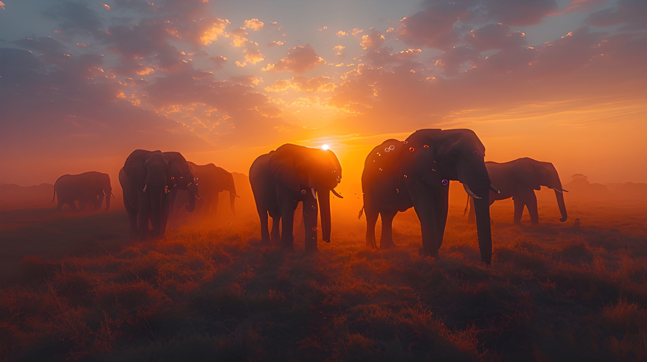 African Sunset Elephants