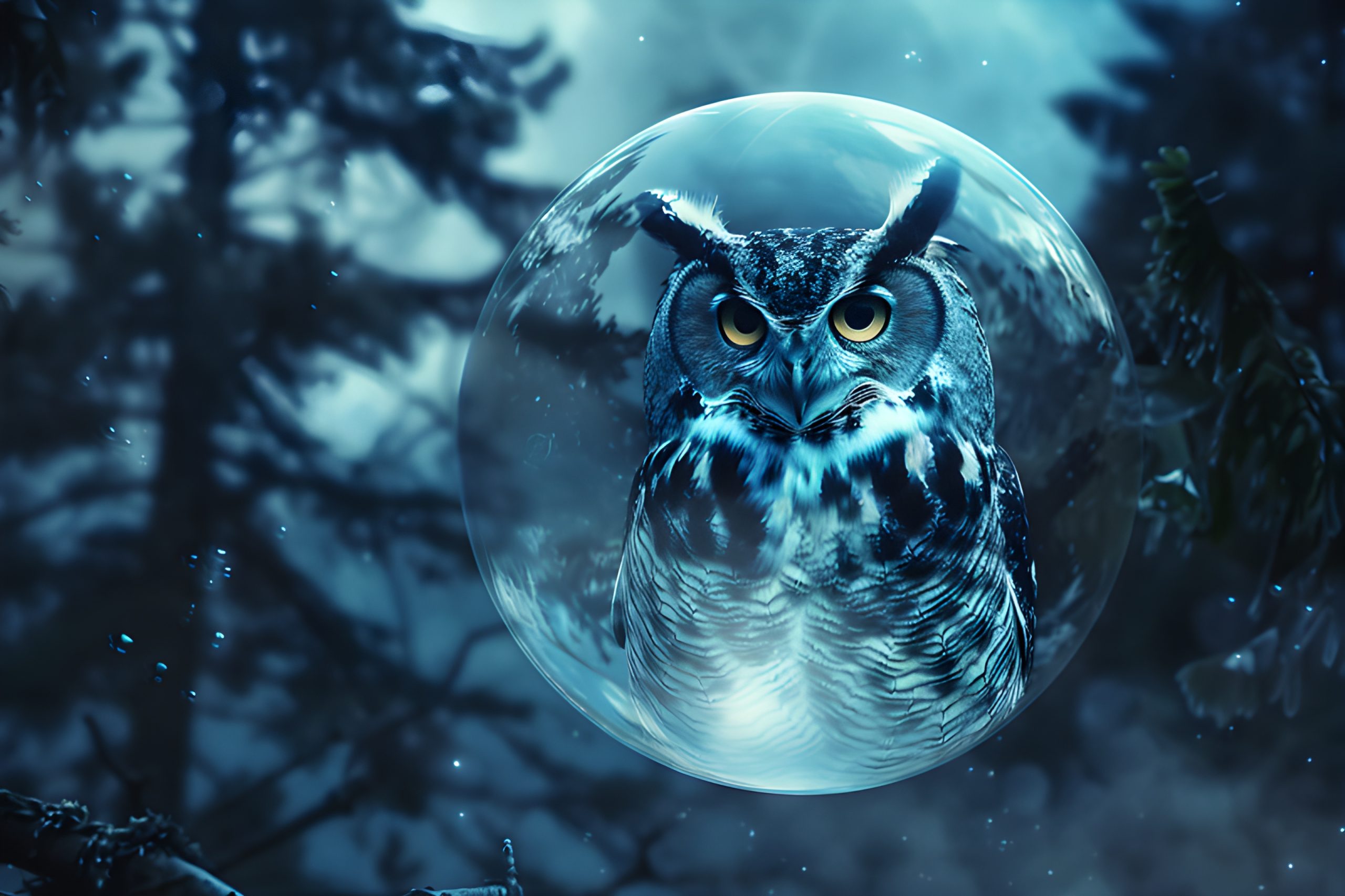 Enchanted Owl in a Crystal Sphere