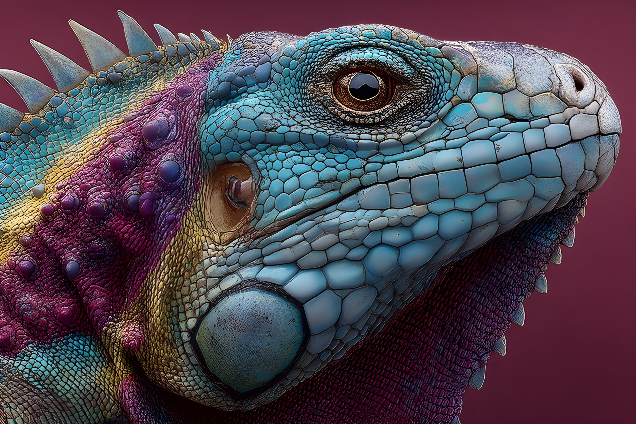 Vibrant Iguana Portrait
Rainbow Iguana Closeup
Iguana: Jewel Tones
Stunning Iguana Detail
Colorful Lizard Profile