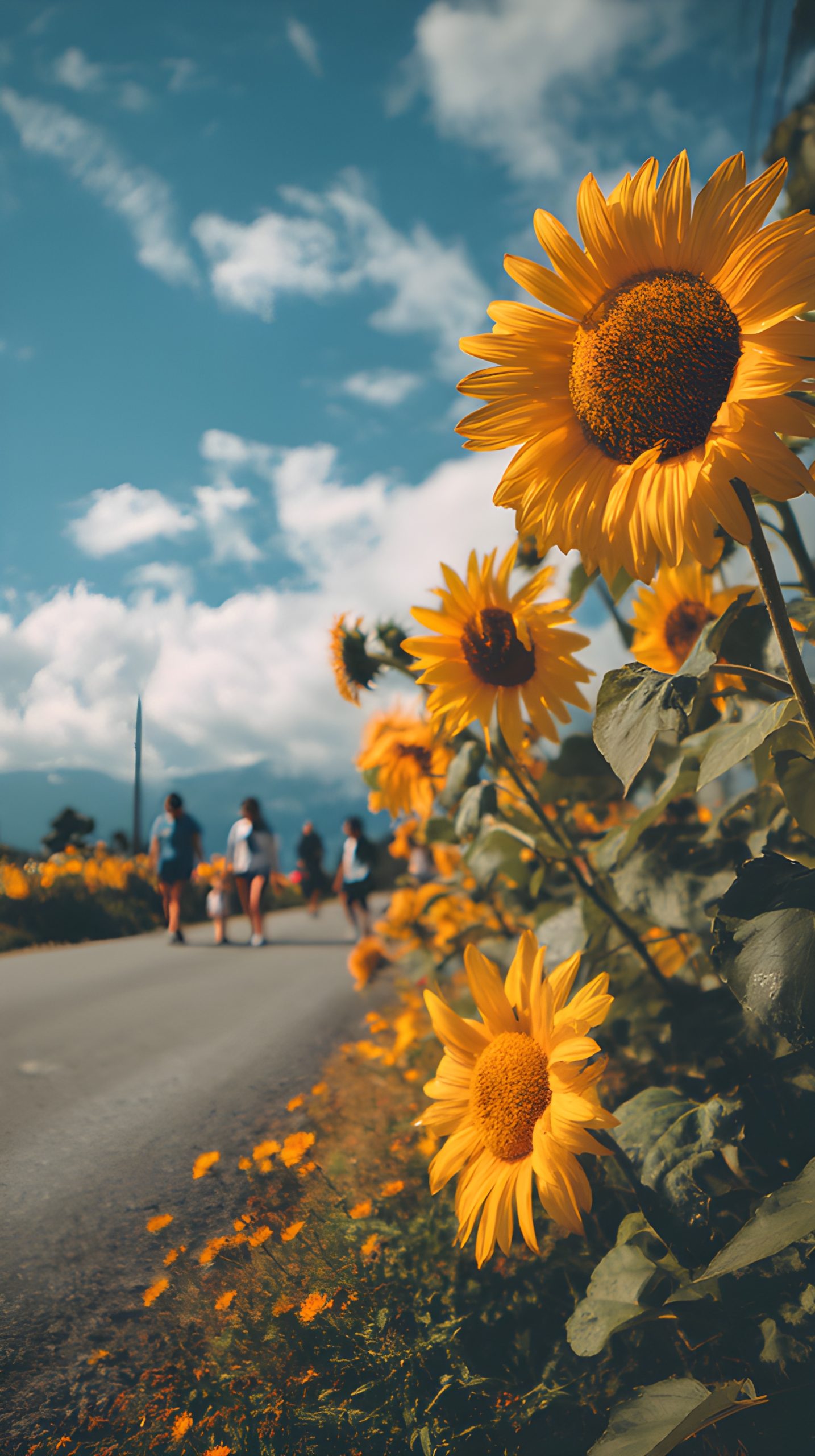 Sunflowers by the Roadside