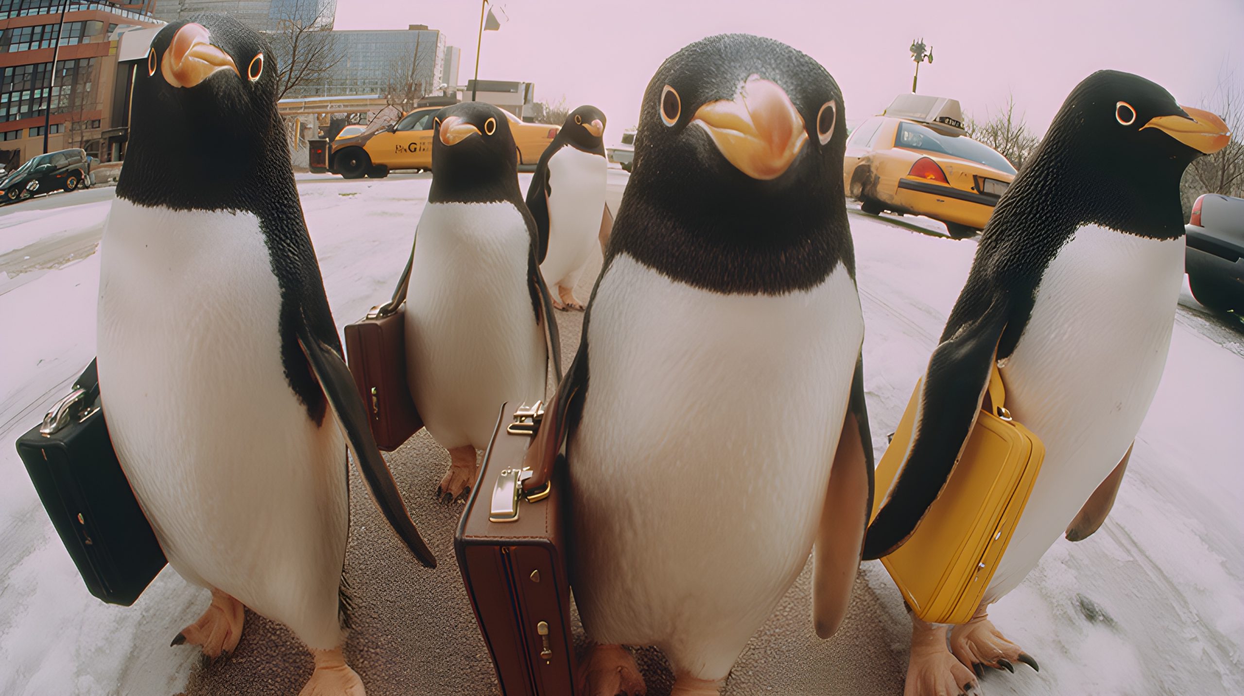 Penguin Commuters in the City