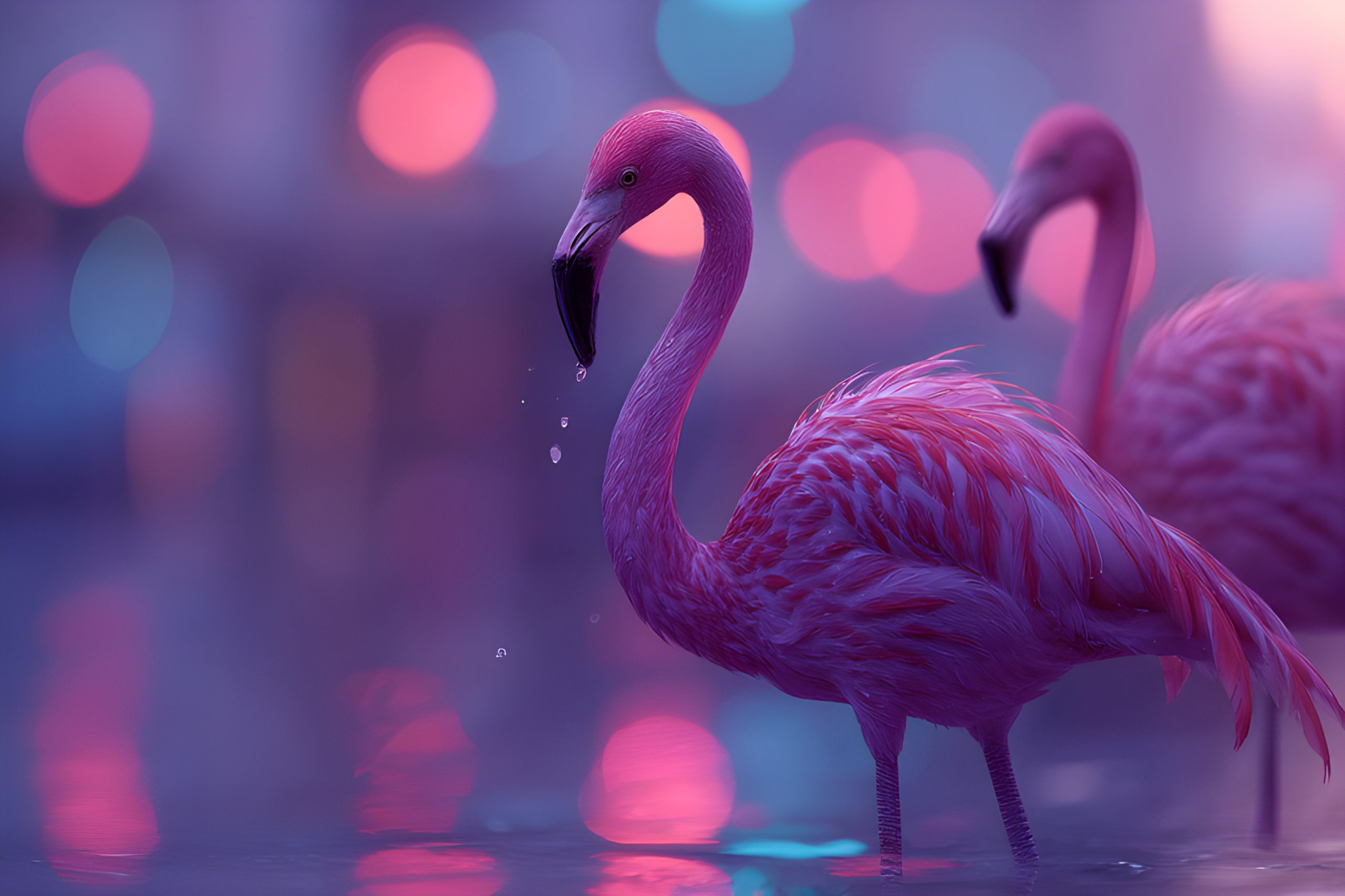 Pink Flamingos City Lights