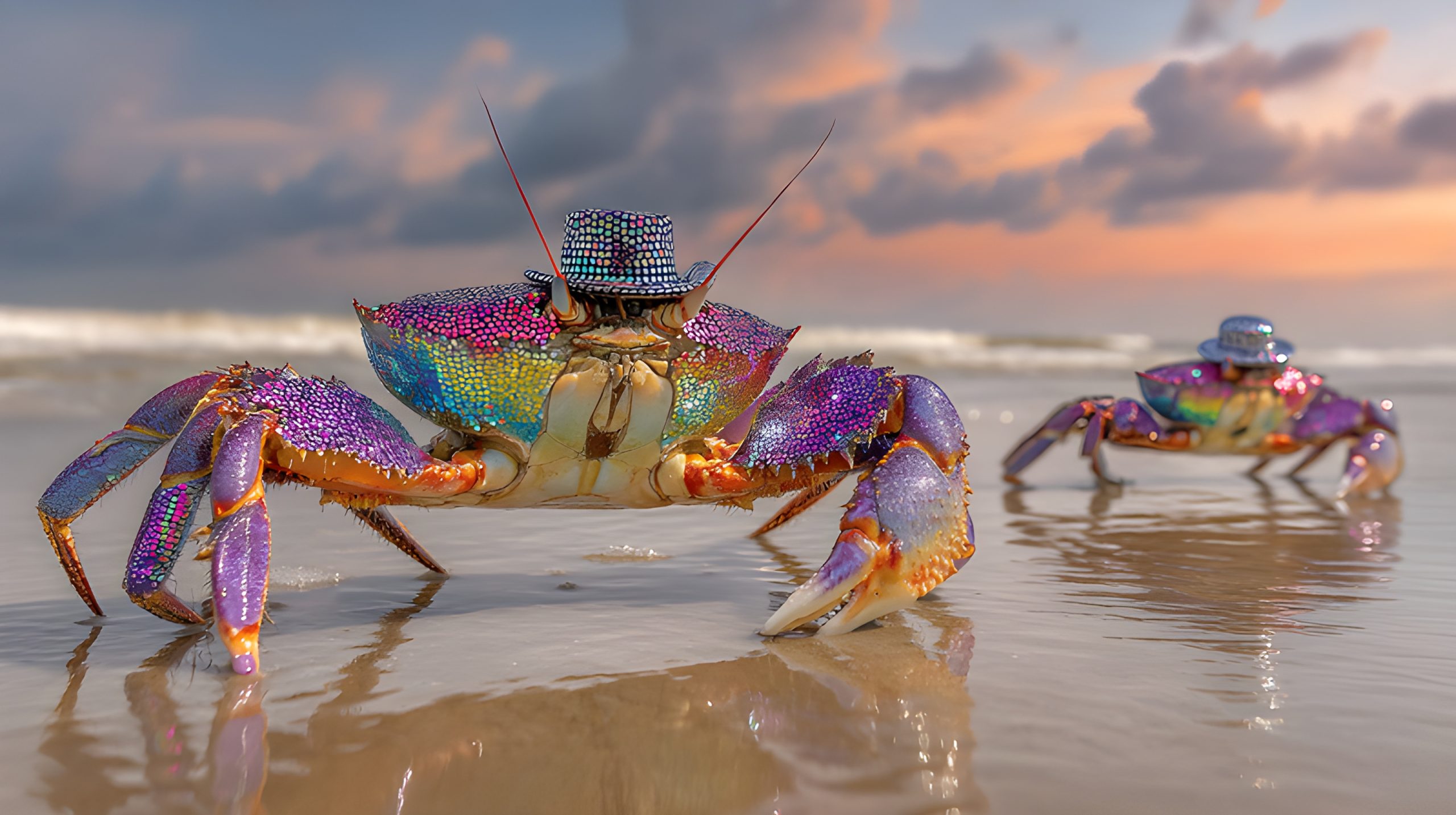 Disco Crabs on the Beach