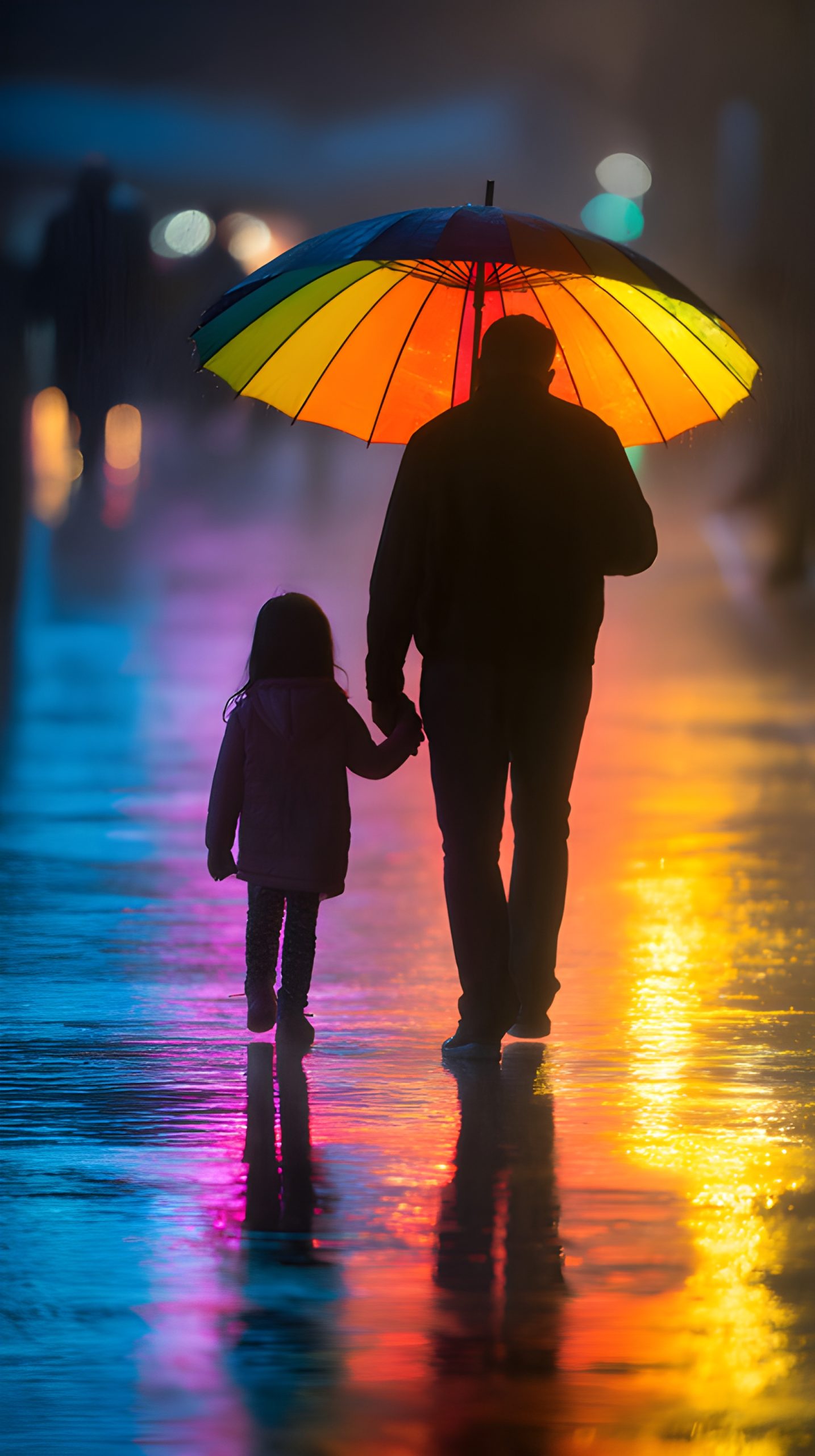 Rainbow Umbrella Night Walk