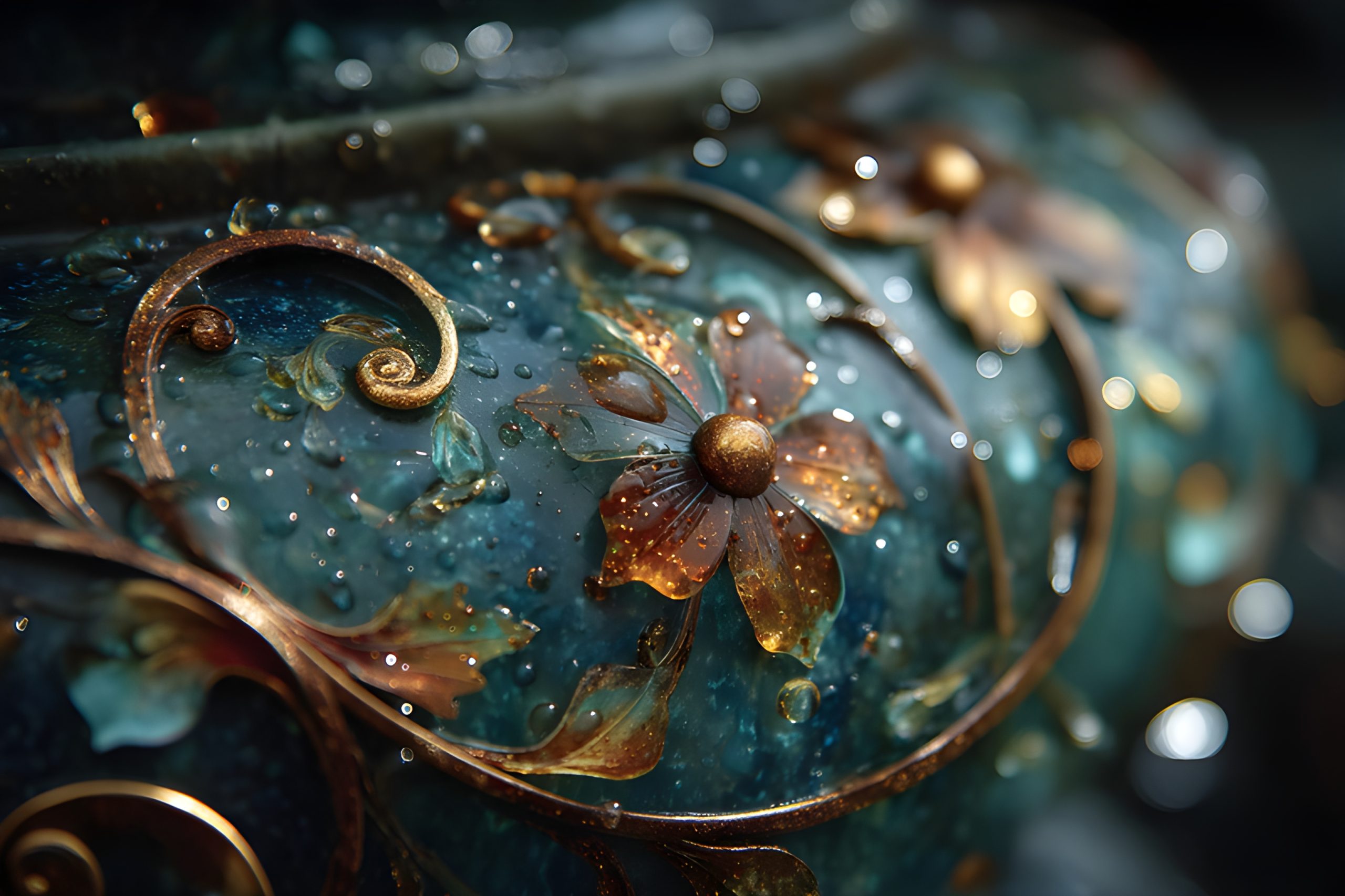 Ornate Teal Jewel Box Raindrops