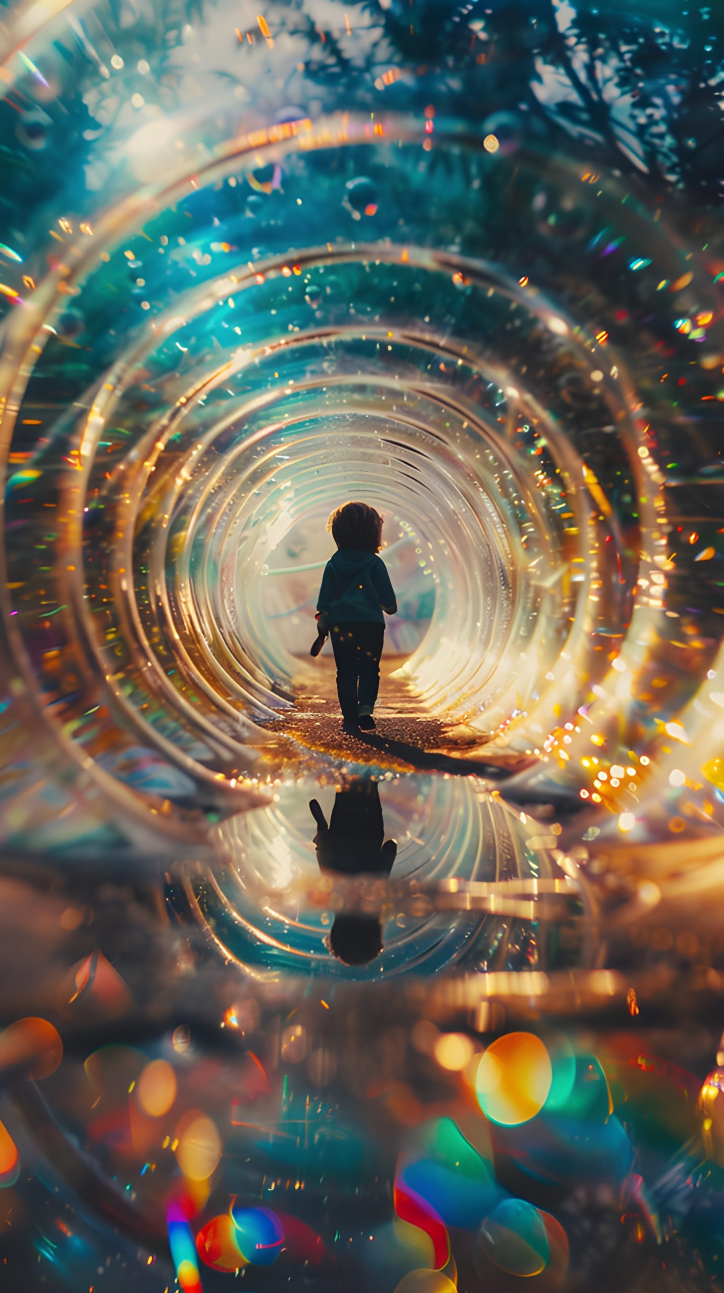 Child’s Journey Through Light Tunnel