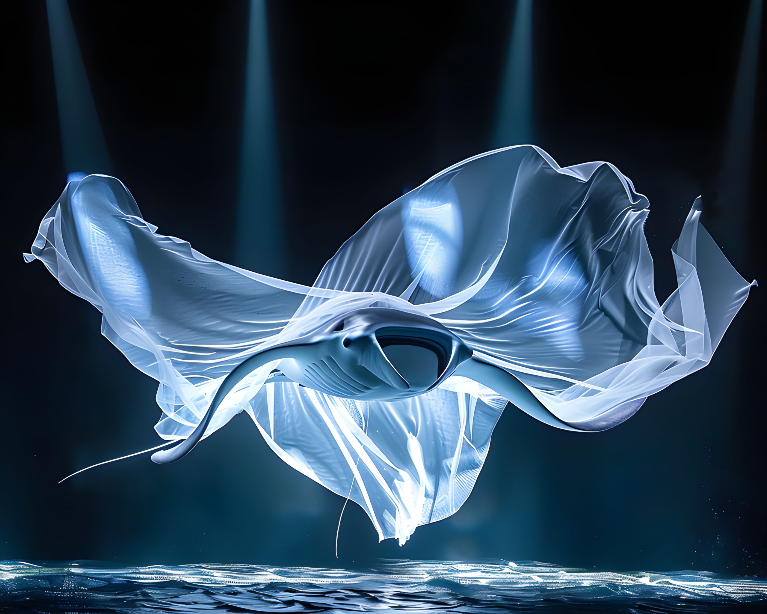 Oceanic Manta Ray in Silk Drape