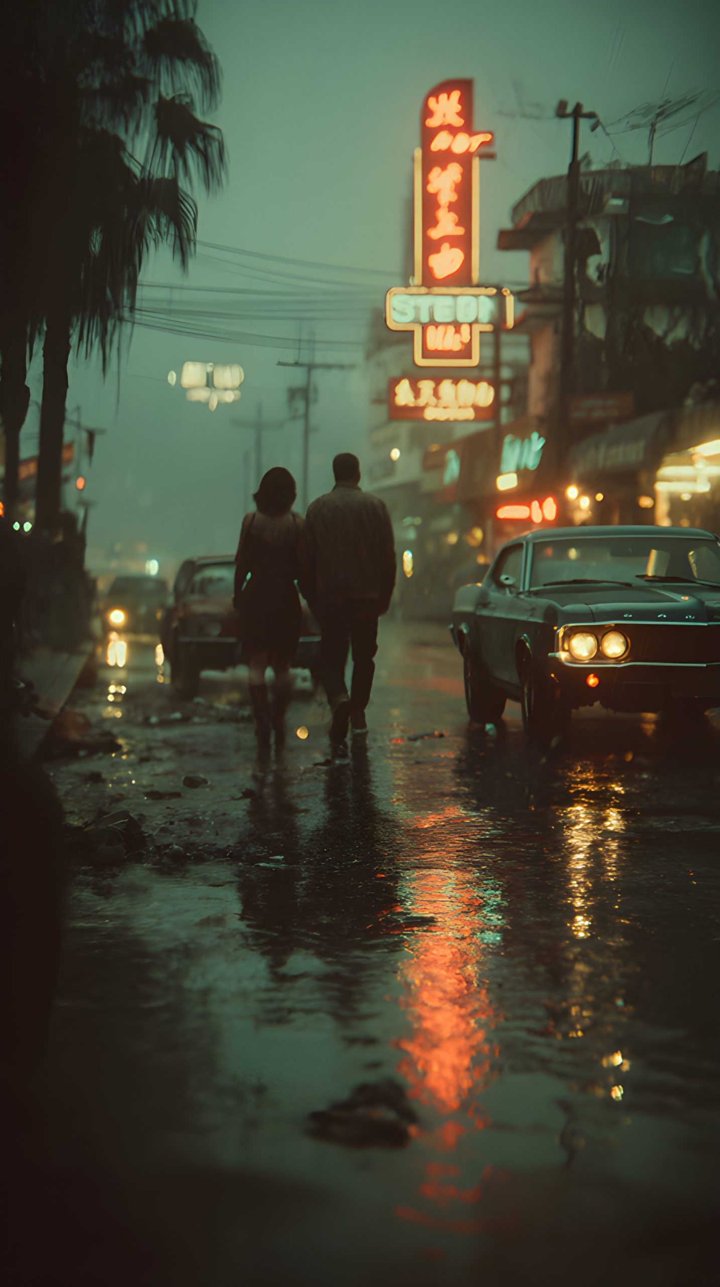 Rainy Night Stroll Neon Lights