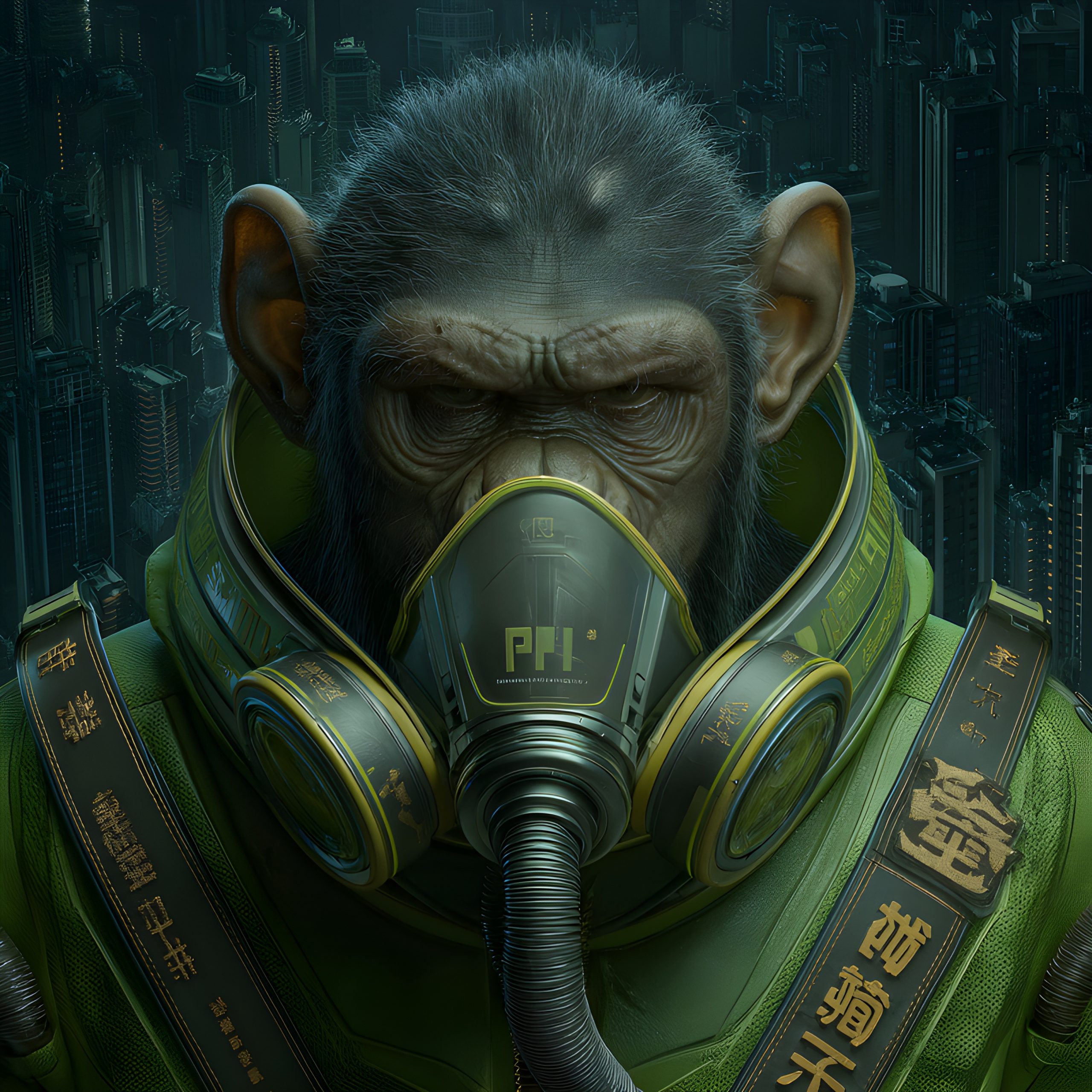 Apocalypse ape in hazmat gear