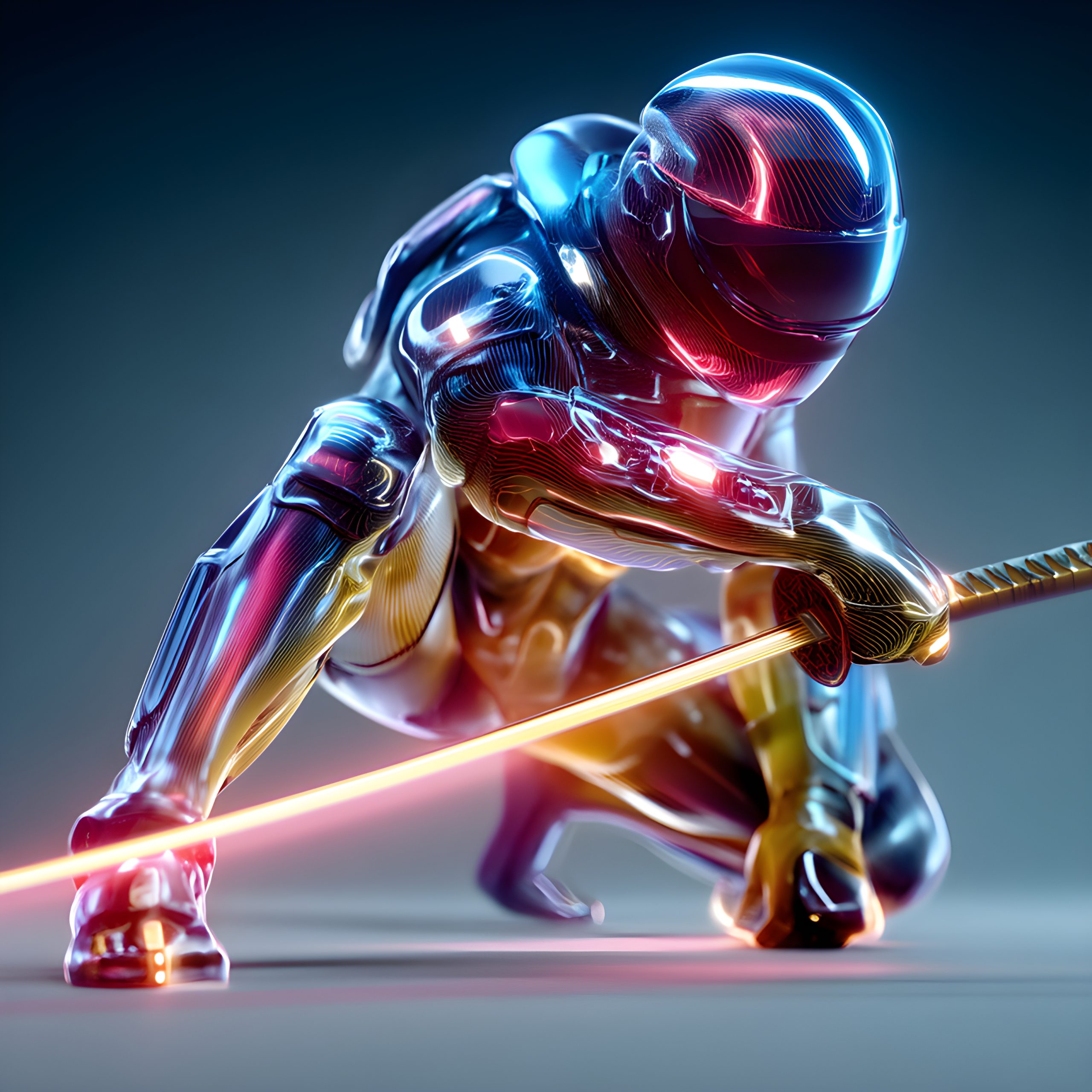 Neon Samurai with glowing blade