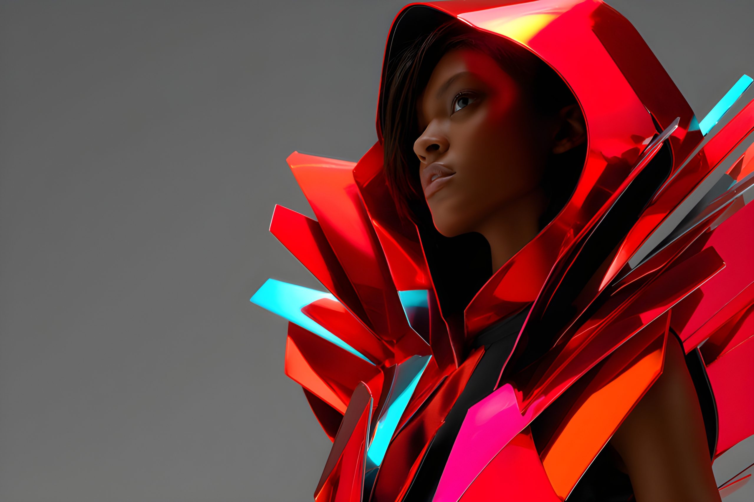 Red & Cyan Futuristic Hood