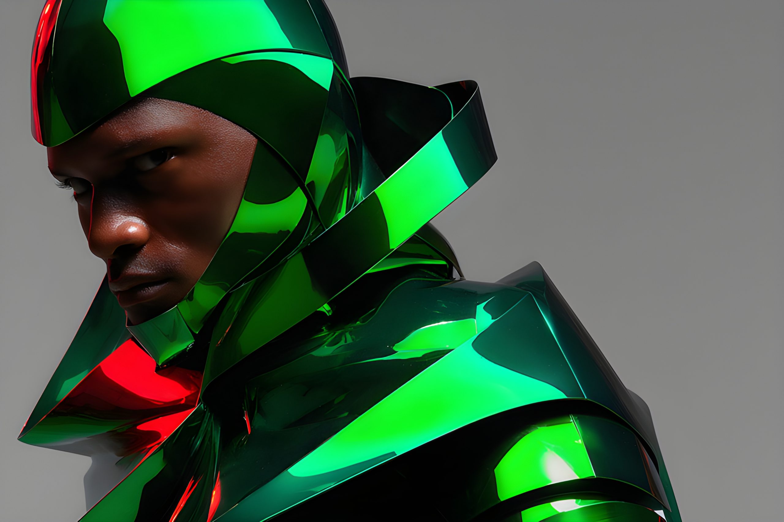 Iridescent Green and Red Future Fashion