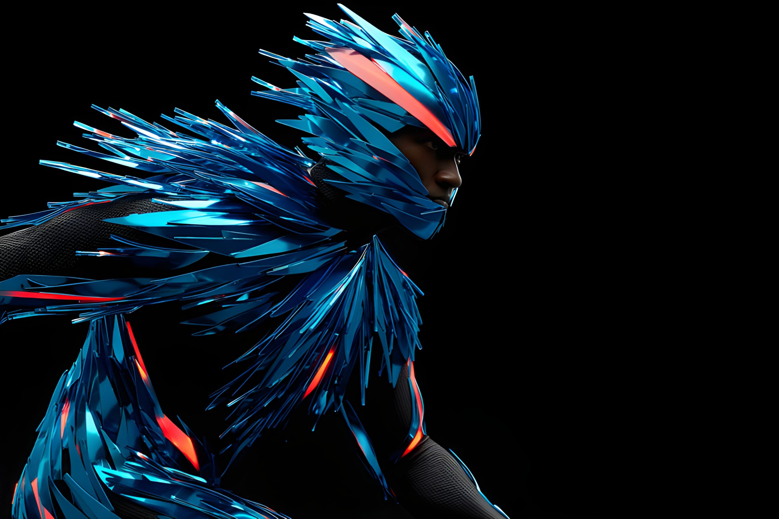 Electric Blue Shard Suit with Red Glow