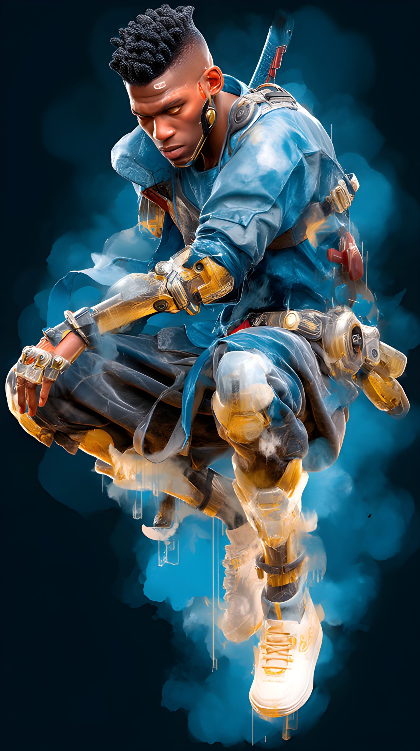 Blue & Gold Cyber Warrior
